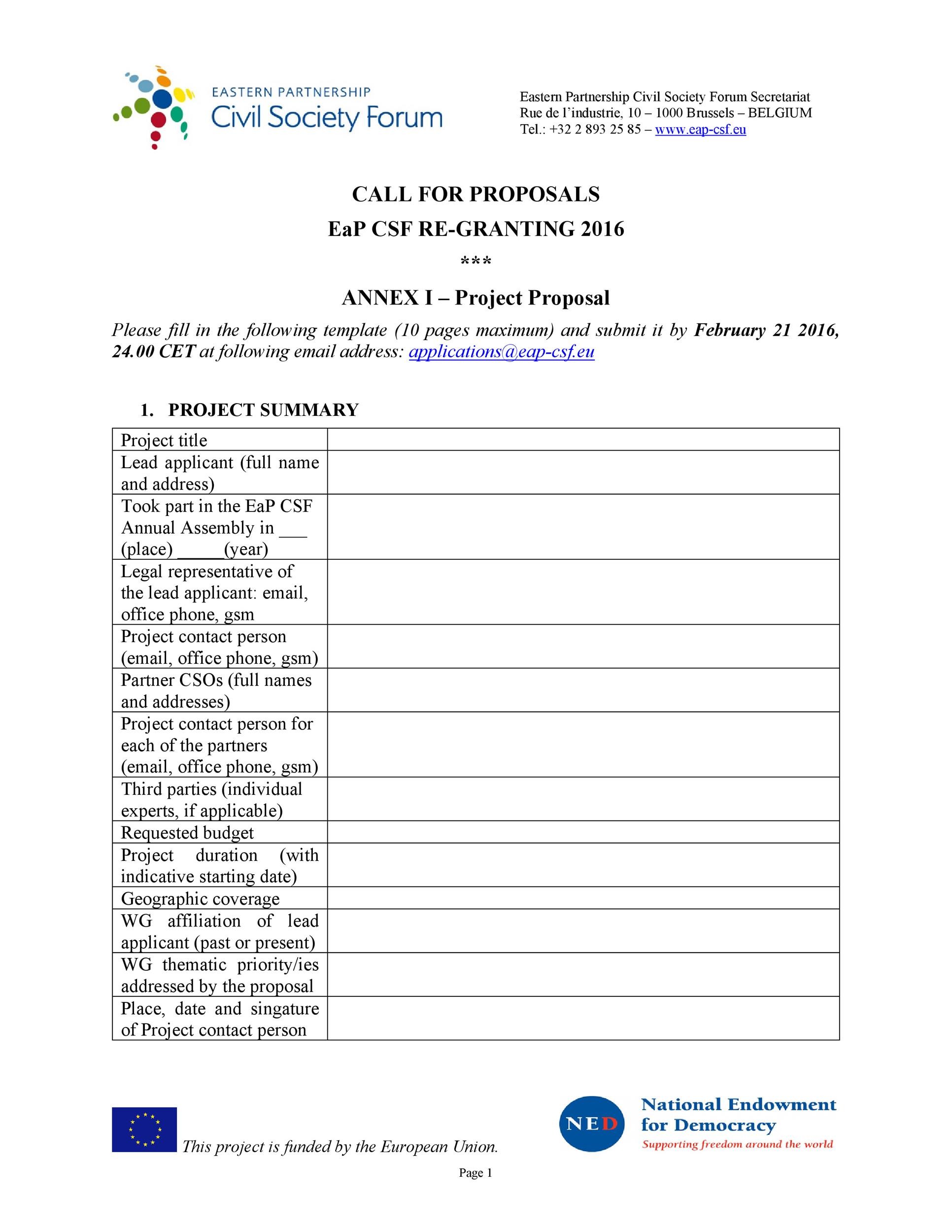 Free Project Proposal Template 17