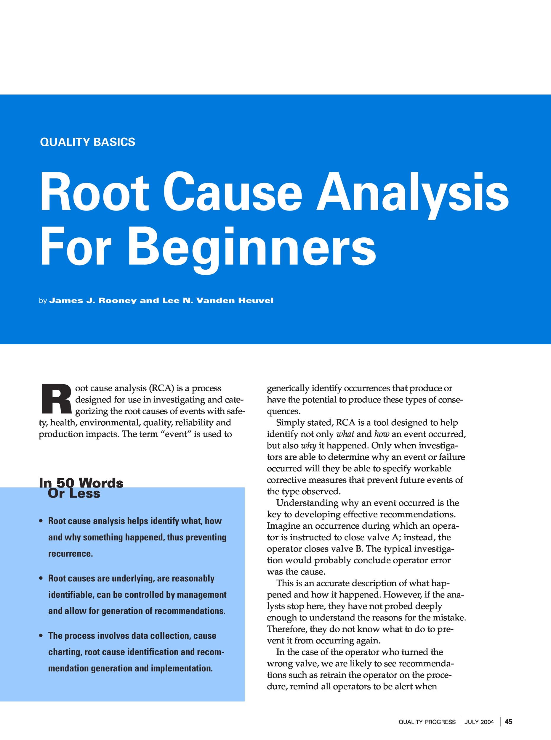 root cause analysis case study pdf