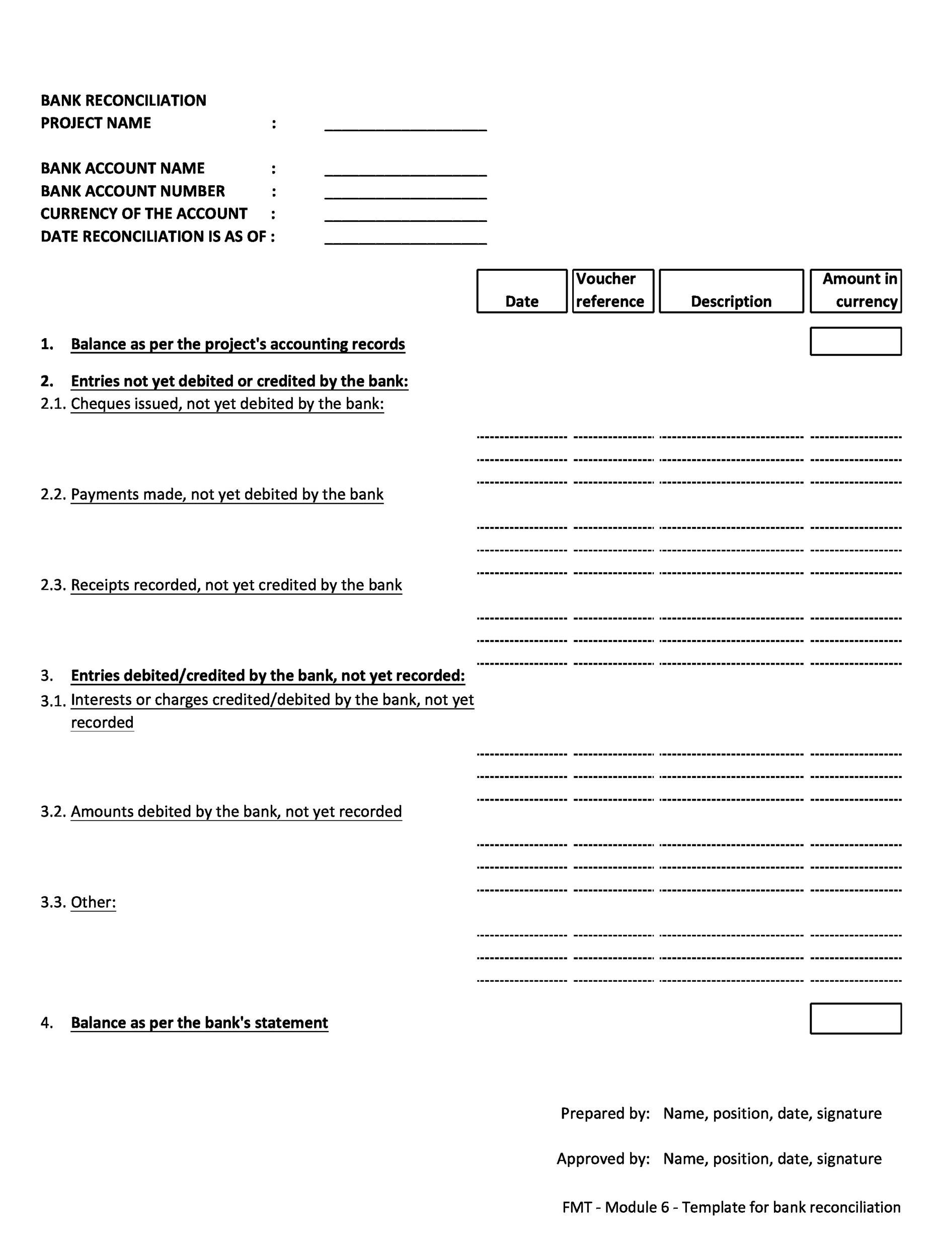 Free Bank Reconciliation Template 12
