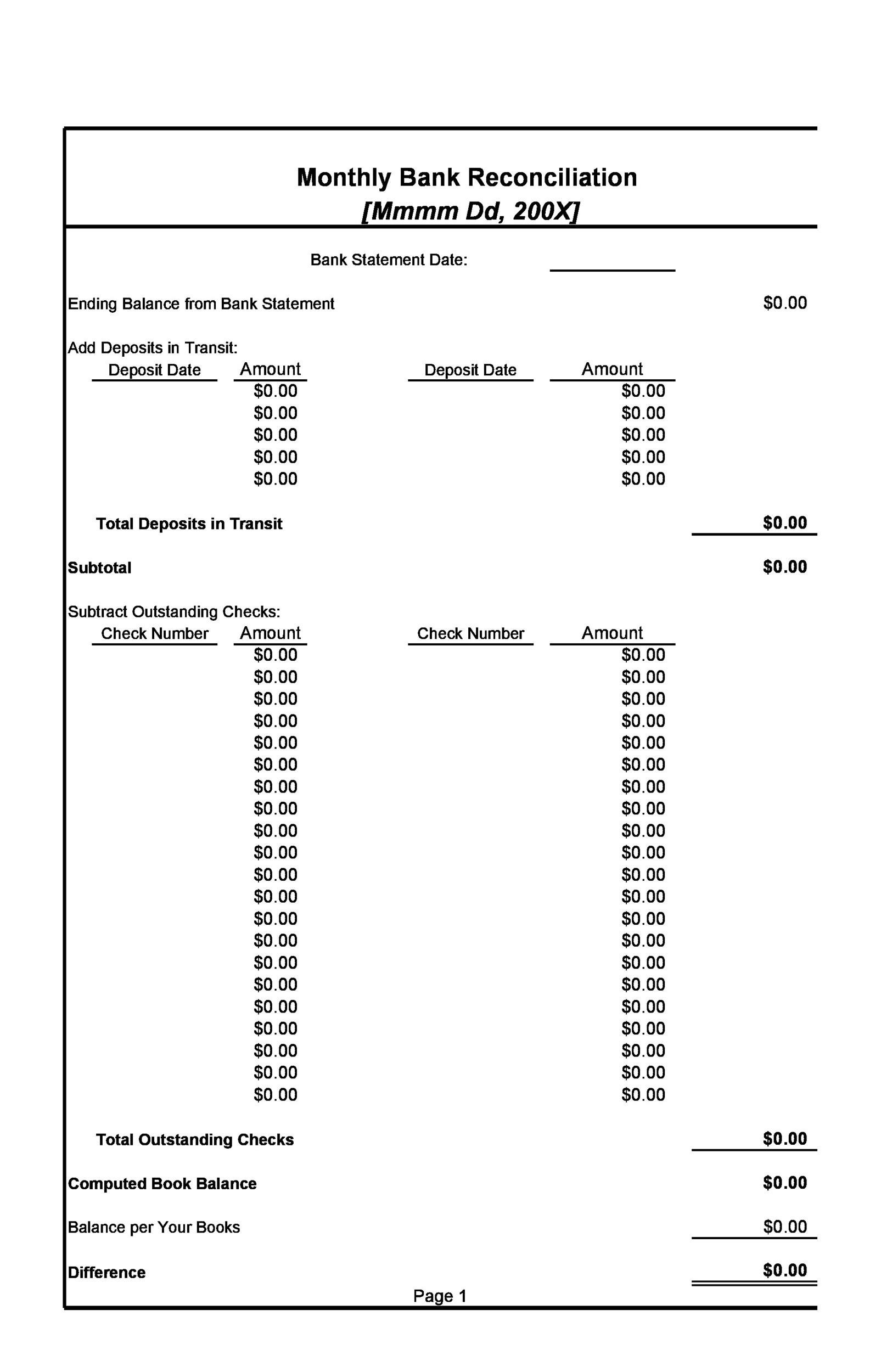 Free Bank Reconciliation Template 15