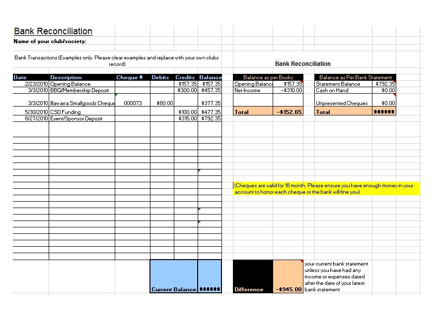 Free Bank Reconciliation Template 17