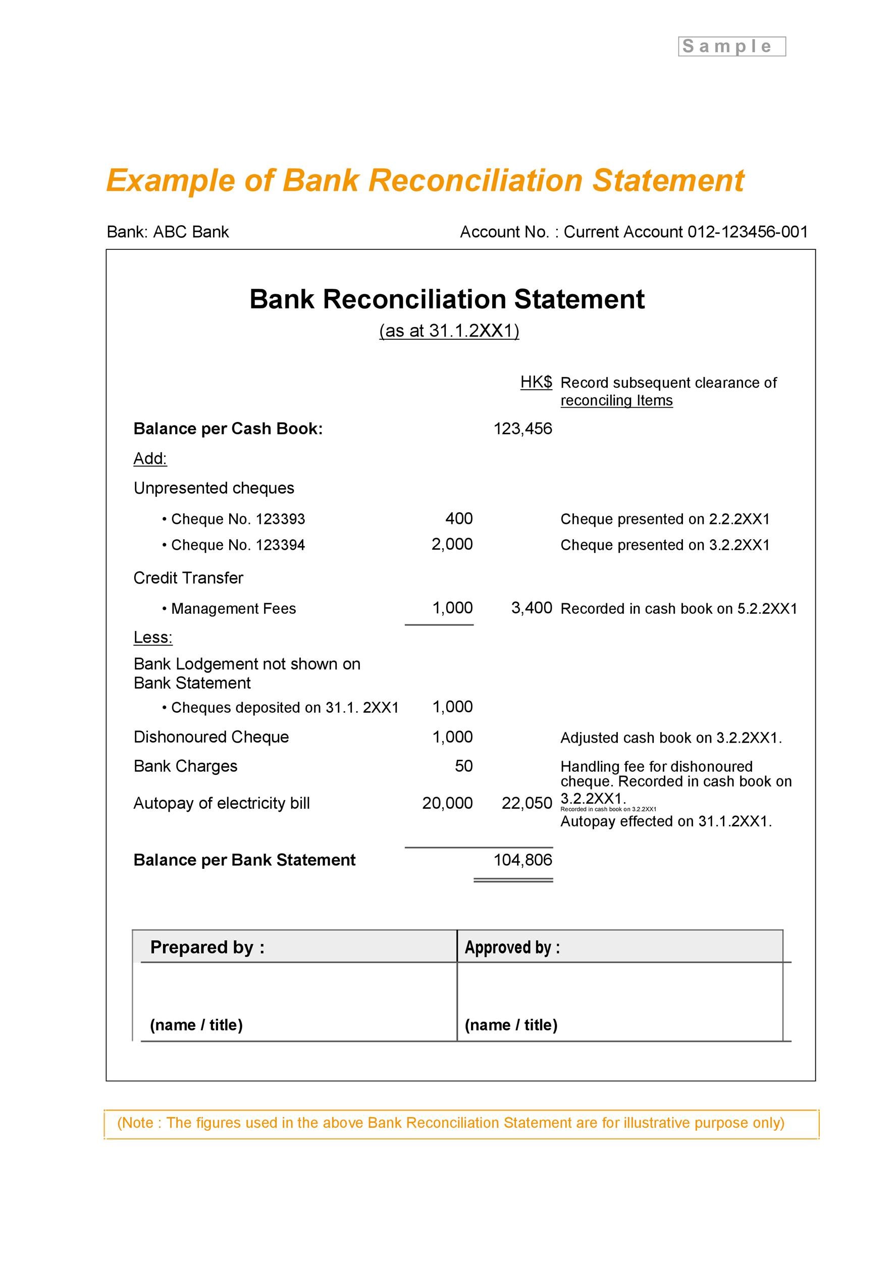 50 Bank Reconciliation Examples Templates 100 Free