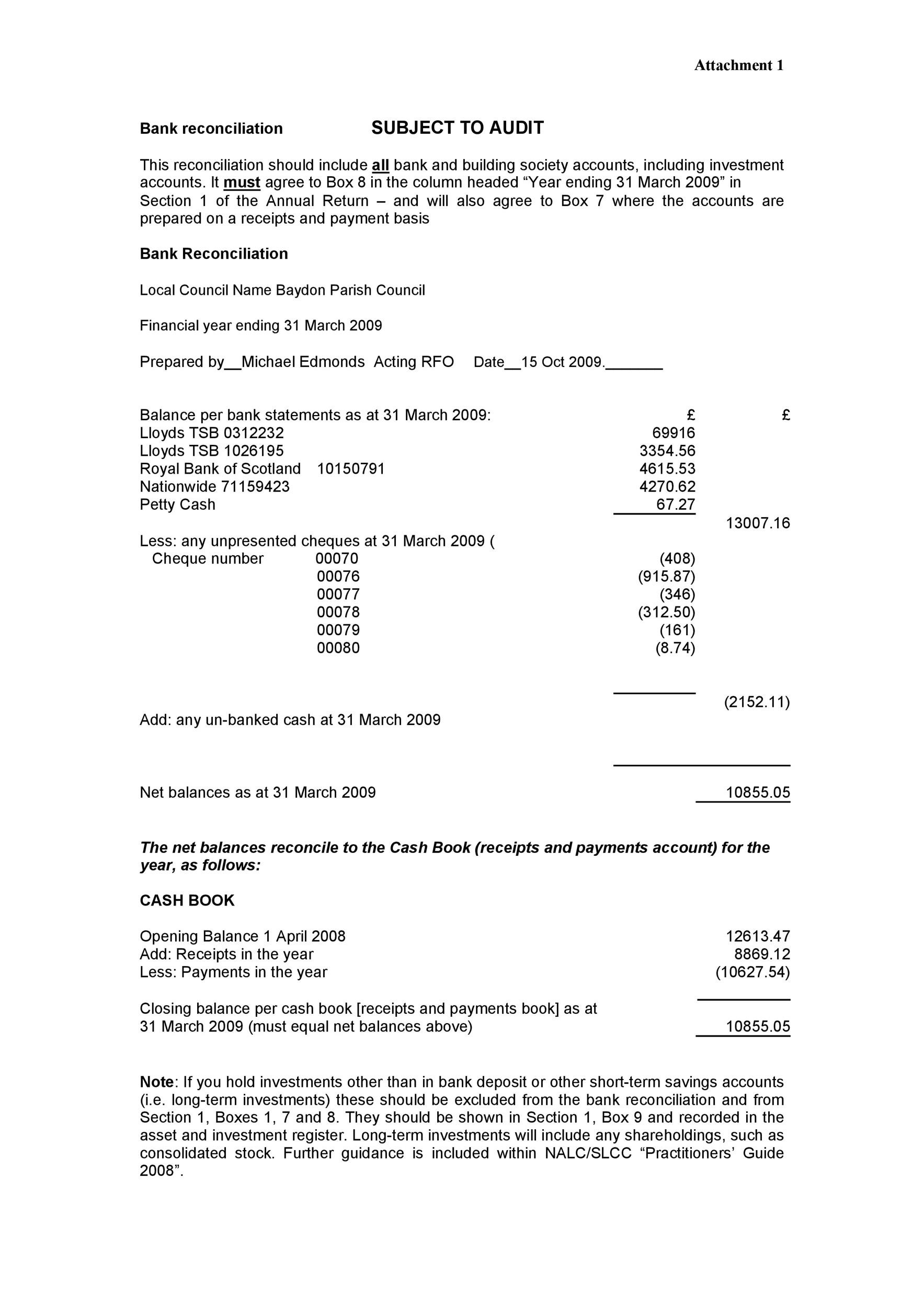 Free Bank Reconciliation Template 24
