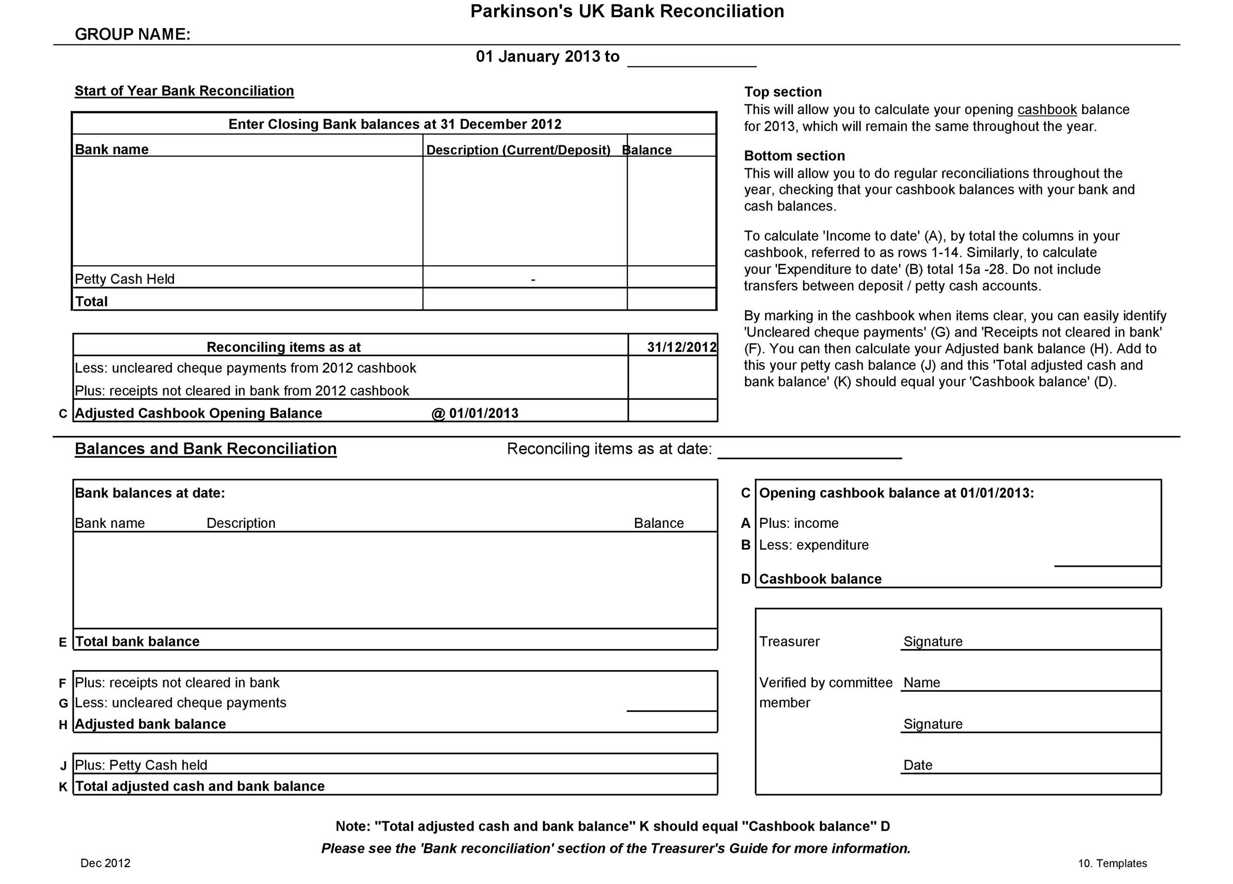 Free Bank Reconciliation Template 26