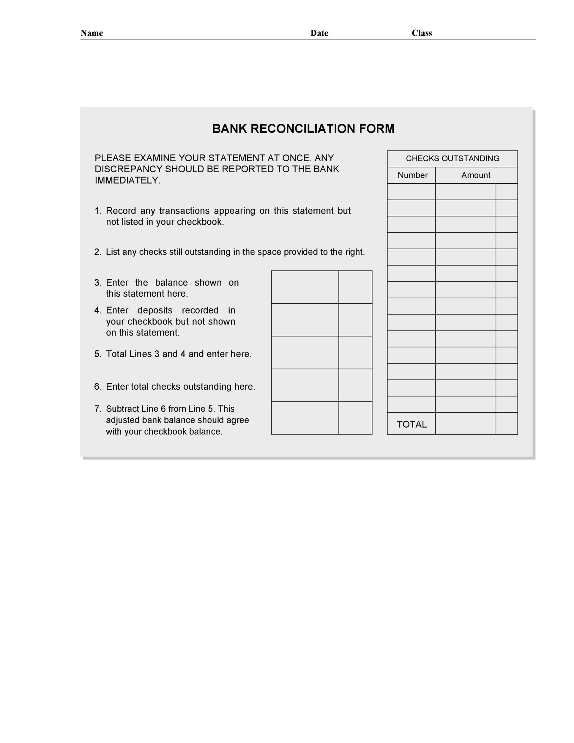 Free Bank Reconciliation Template 29