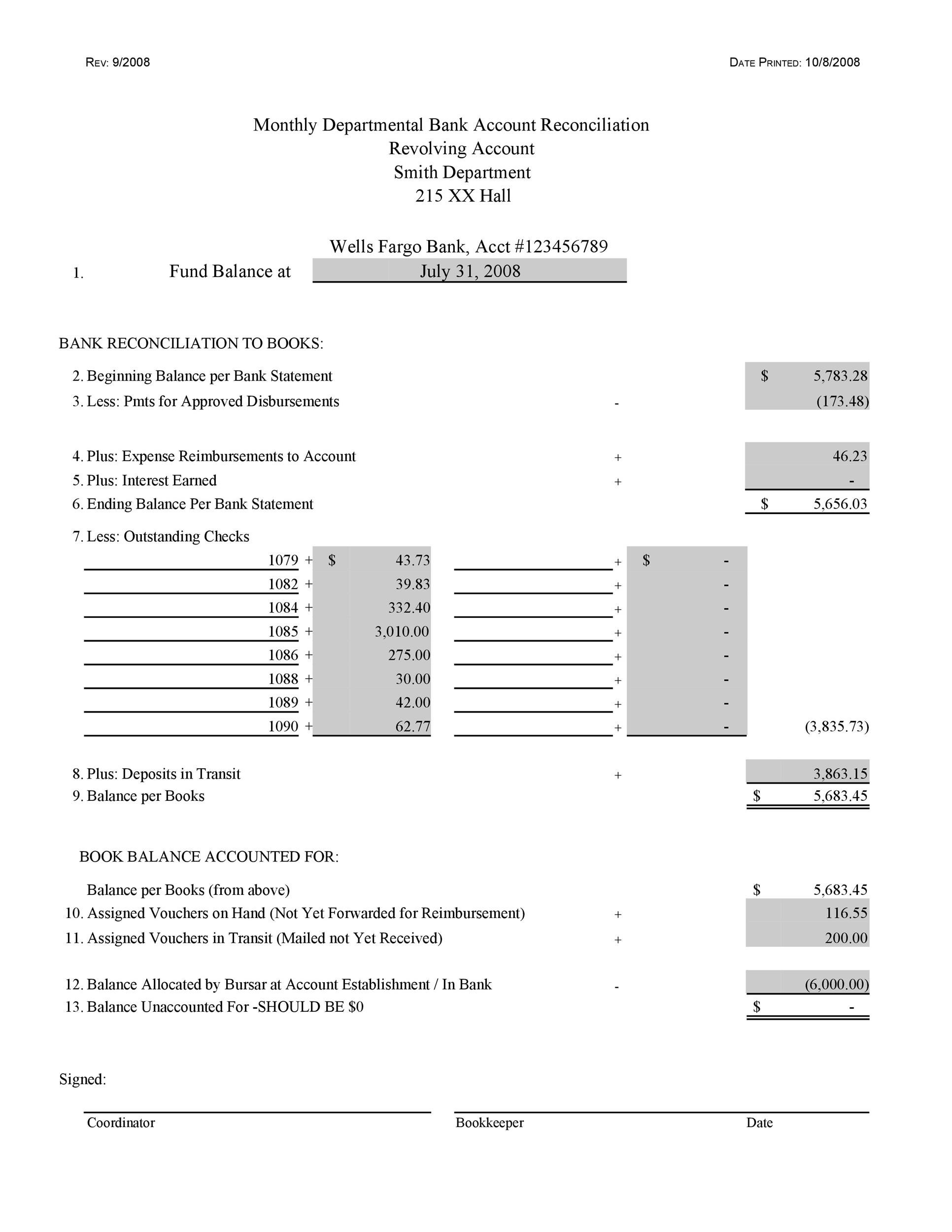 Free Bank Reconciliation Template 46