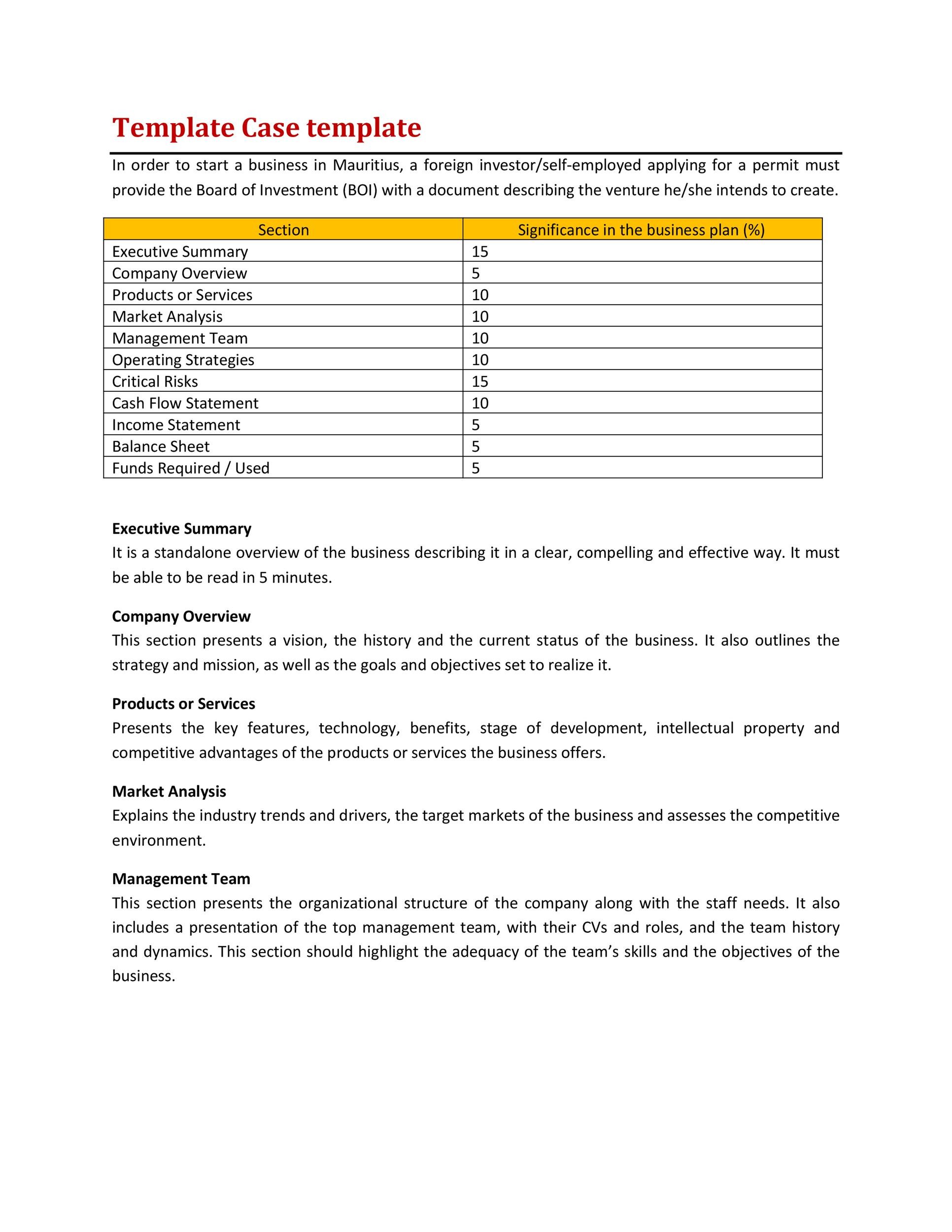 business case report sample