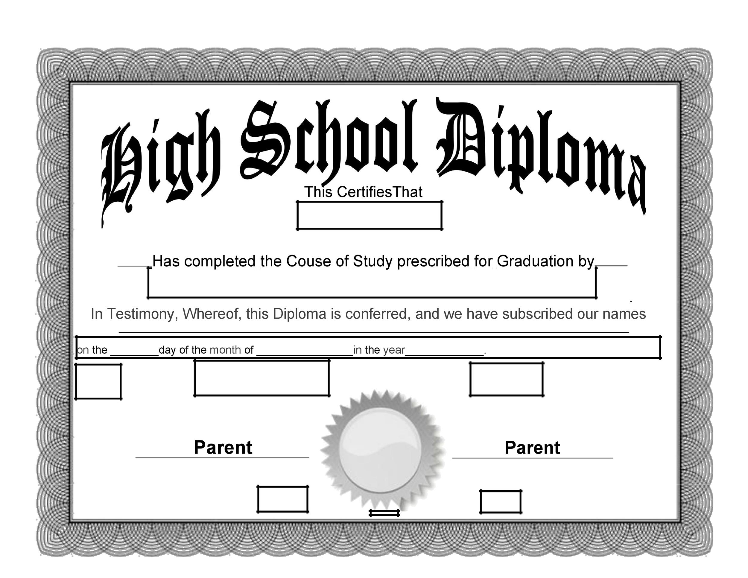 35 Real Fake Diploma Templates High School College Homeschool 