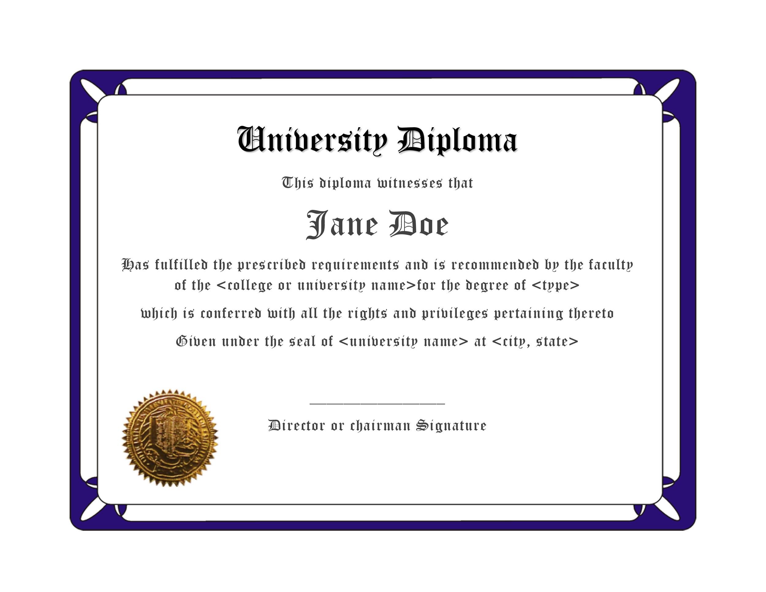 Free Printable University Diploma Templates