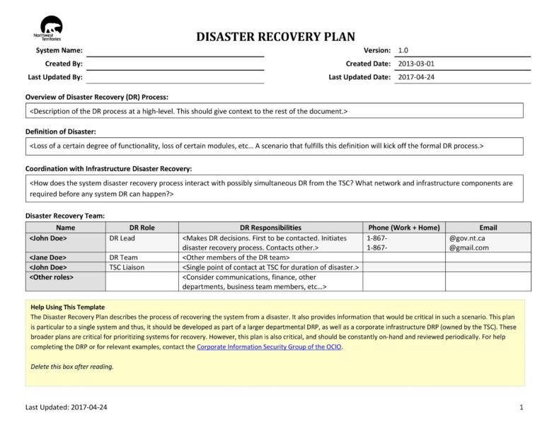 template disaster recovery plan for small business
