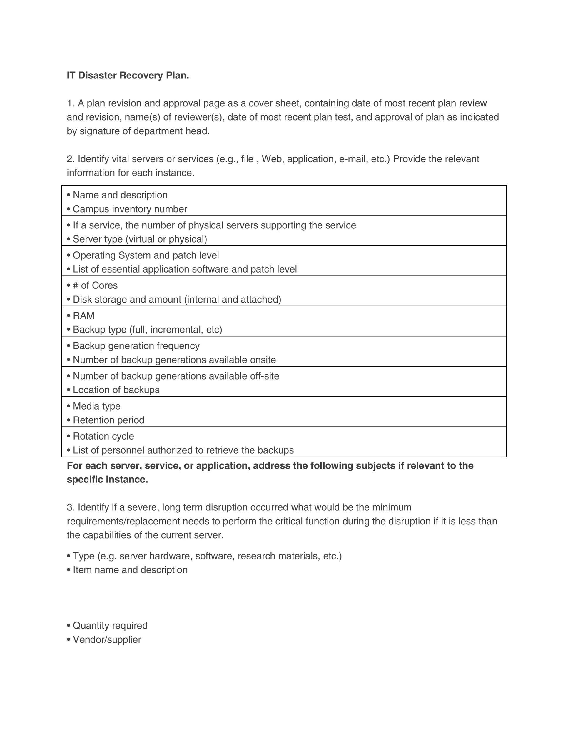 Disaster Recovery Service Level Agreement Template