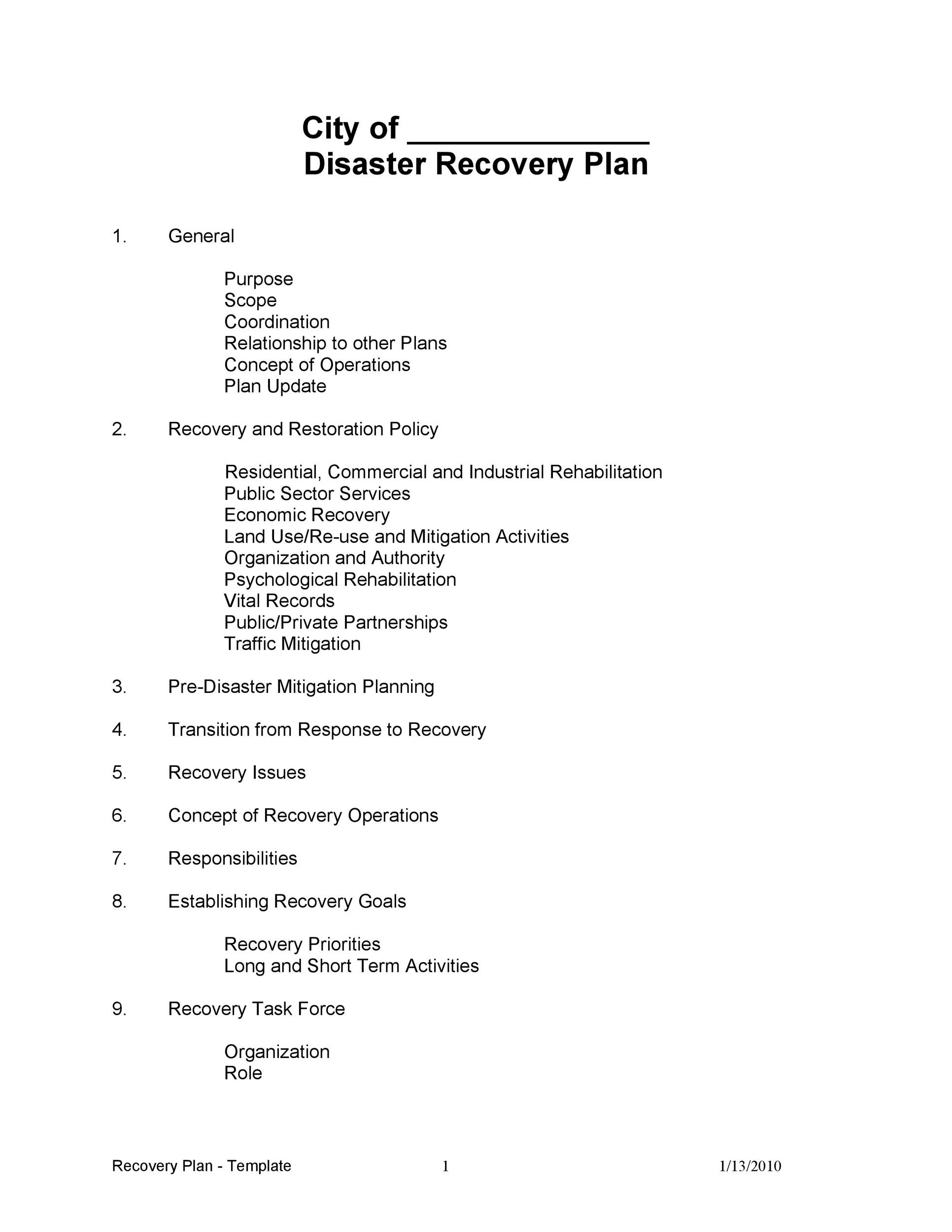 Free Disaster Recovery Plan Template 20