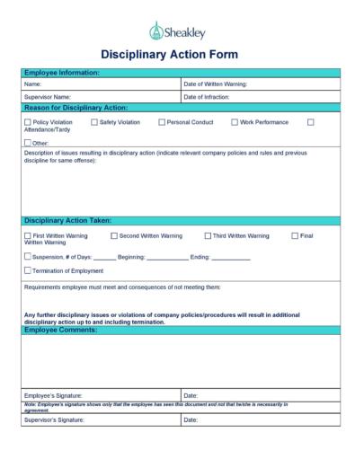 Disciplinary Action Forms