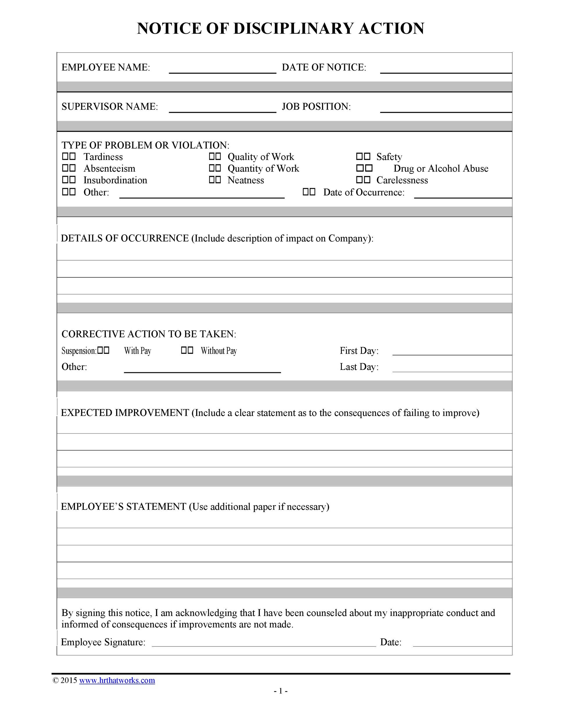 Free Disciplinary Form Template PRINTABLE TEMPLATES