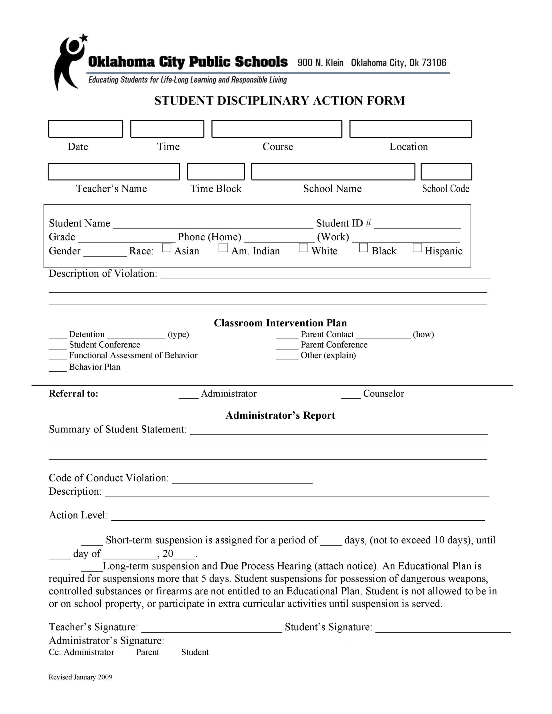 Free Disciplinary Action Form 28
