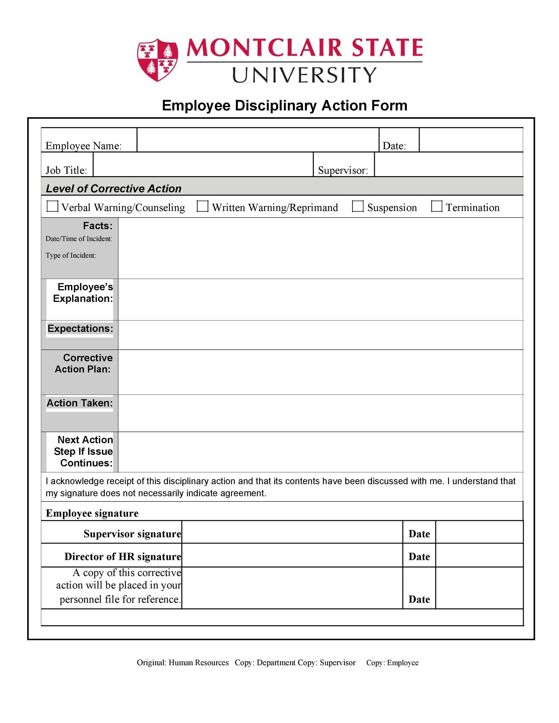 Free Disciplinary Action Form 36