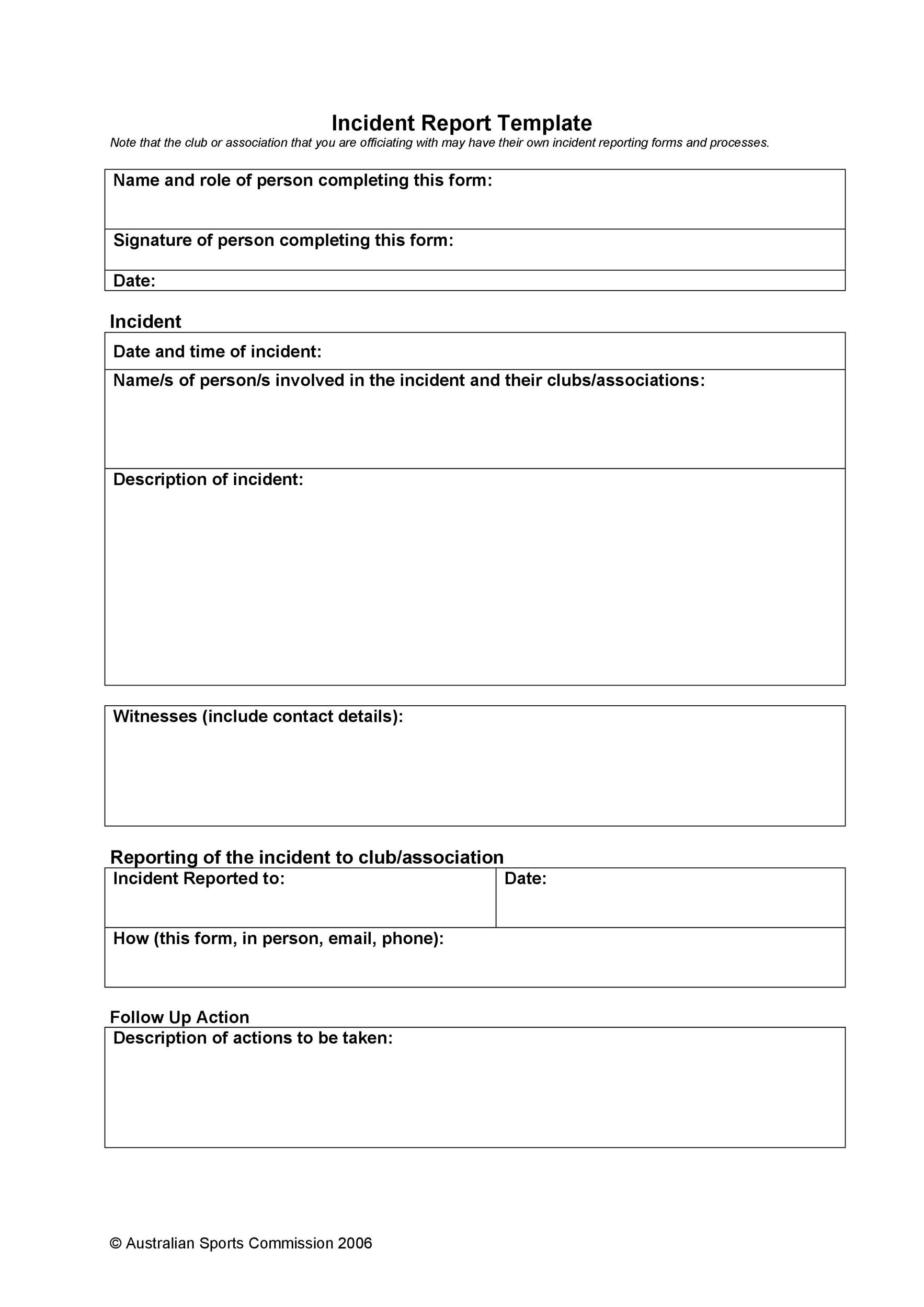 Editable Incident Report Form