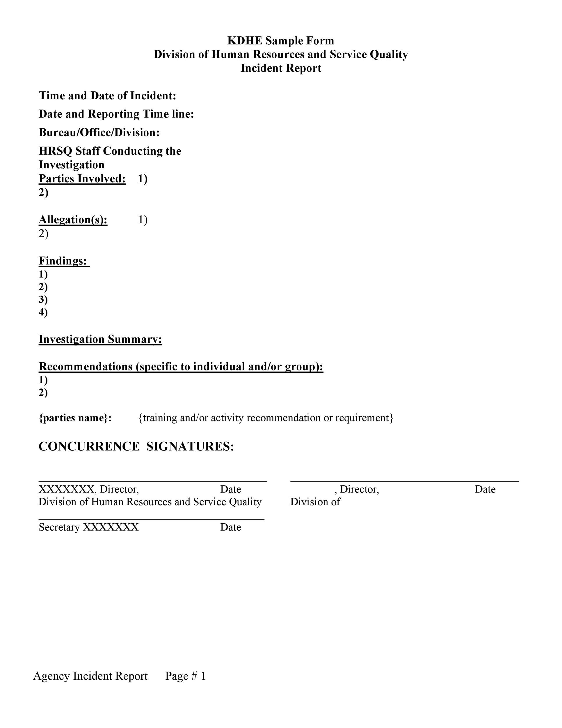 Free Incident Report Template 09