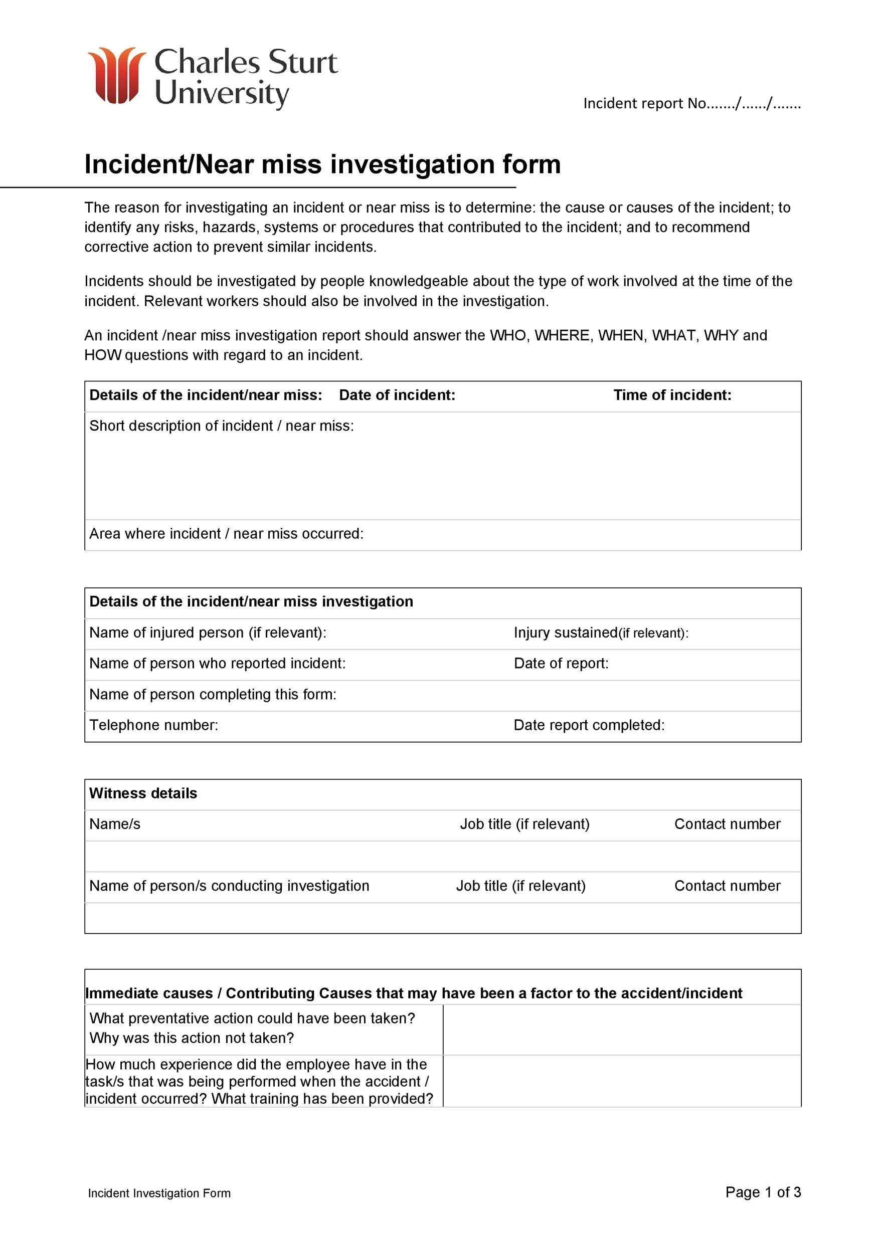 Free Incident Report Template 11