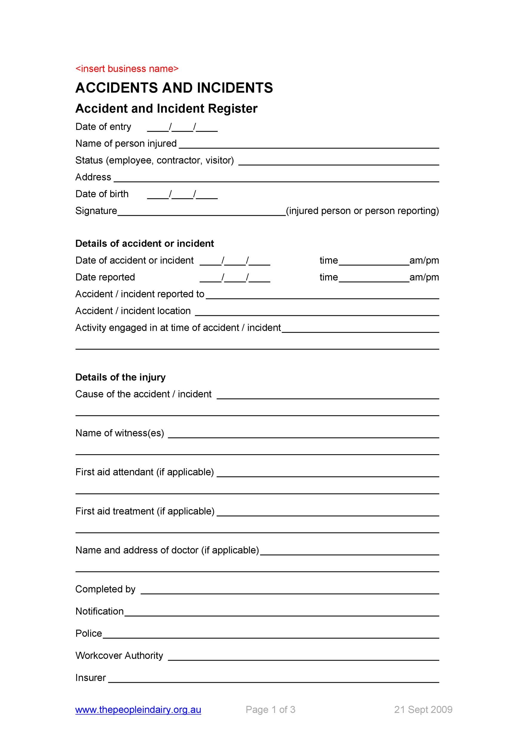 Free Incident Report Template 20