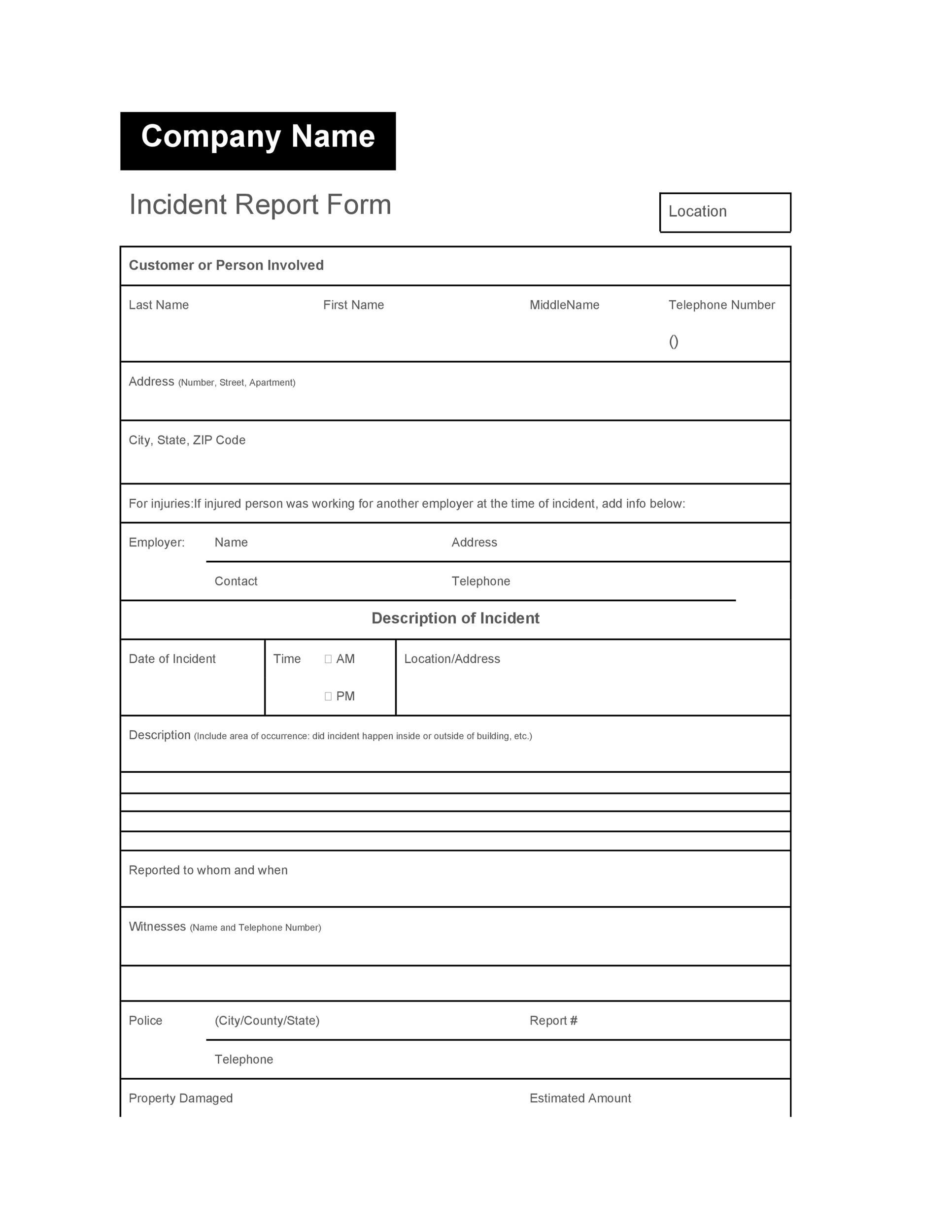 Free Incident Report Template 25