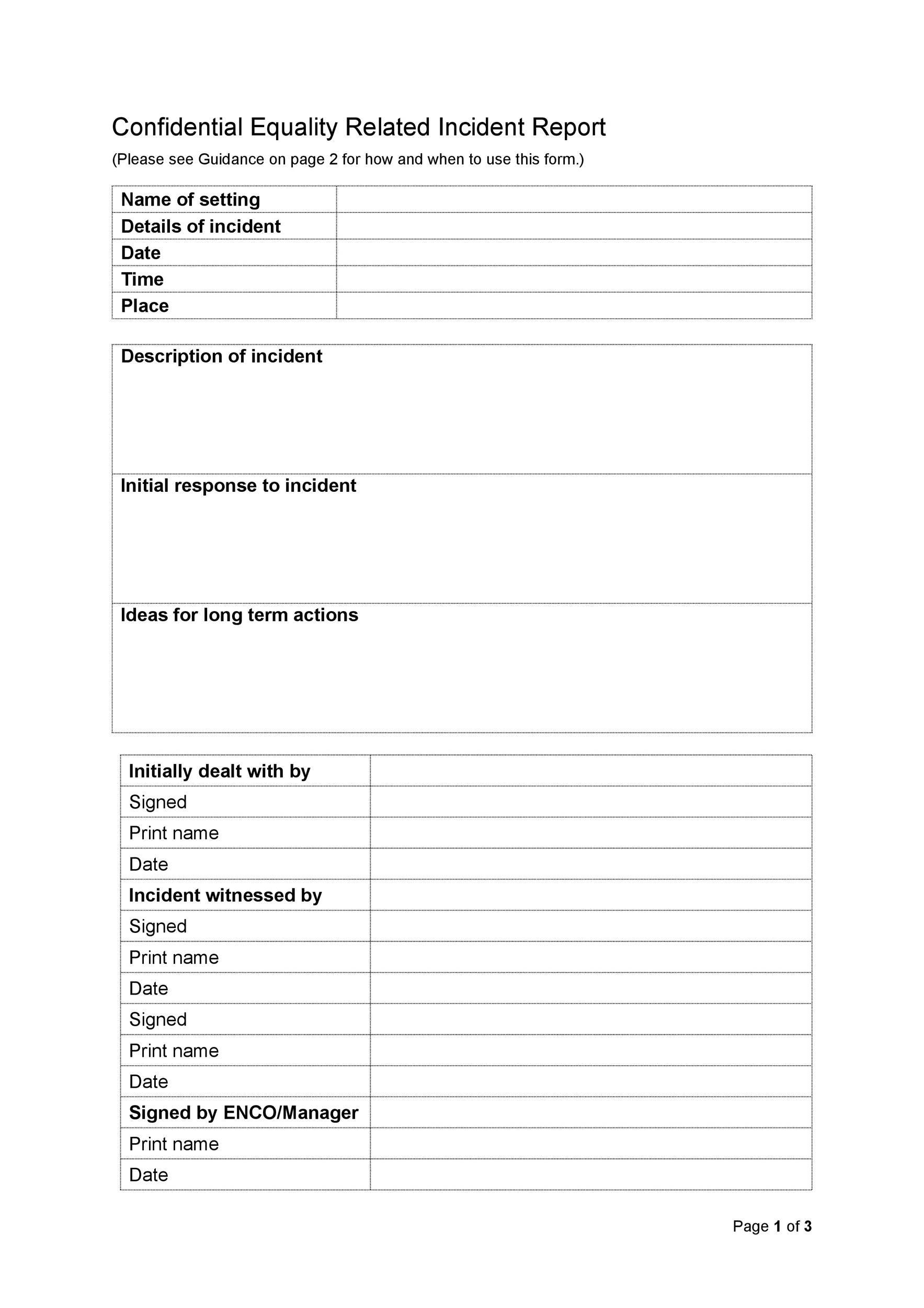 Free Incident Report Template 34