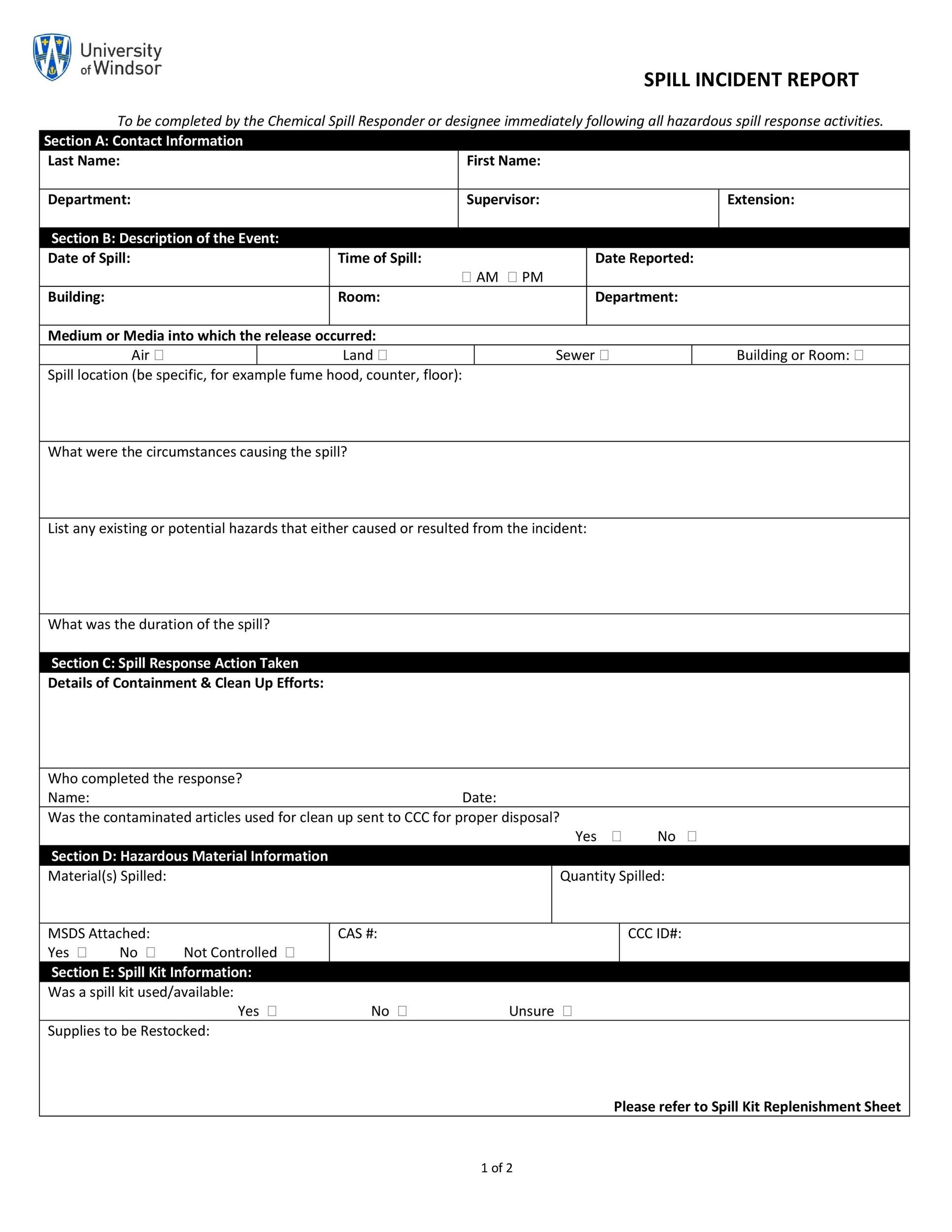 Free Incident Report Template 40