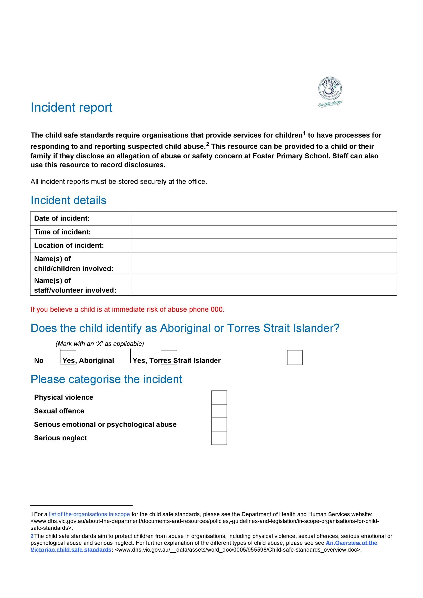 Free Incident Report Template 44