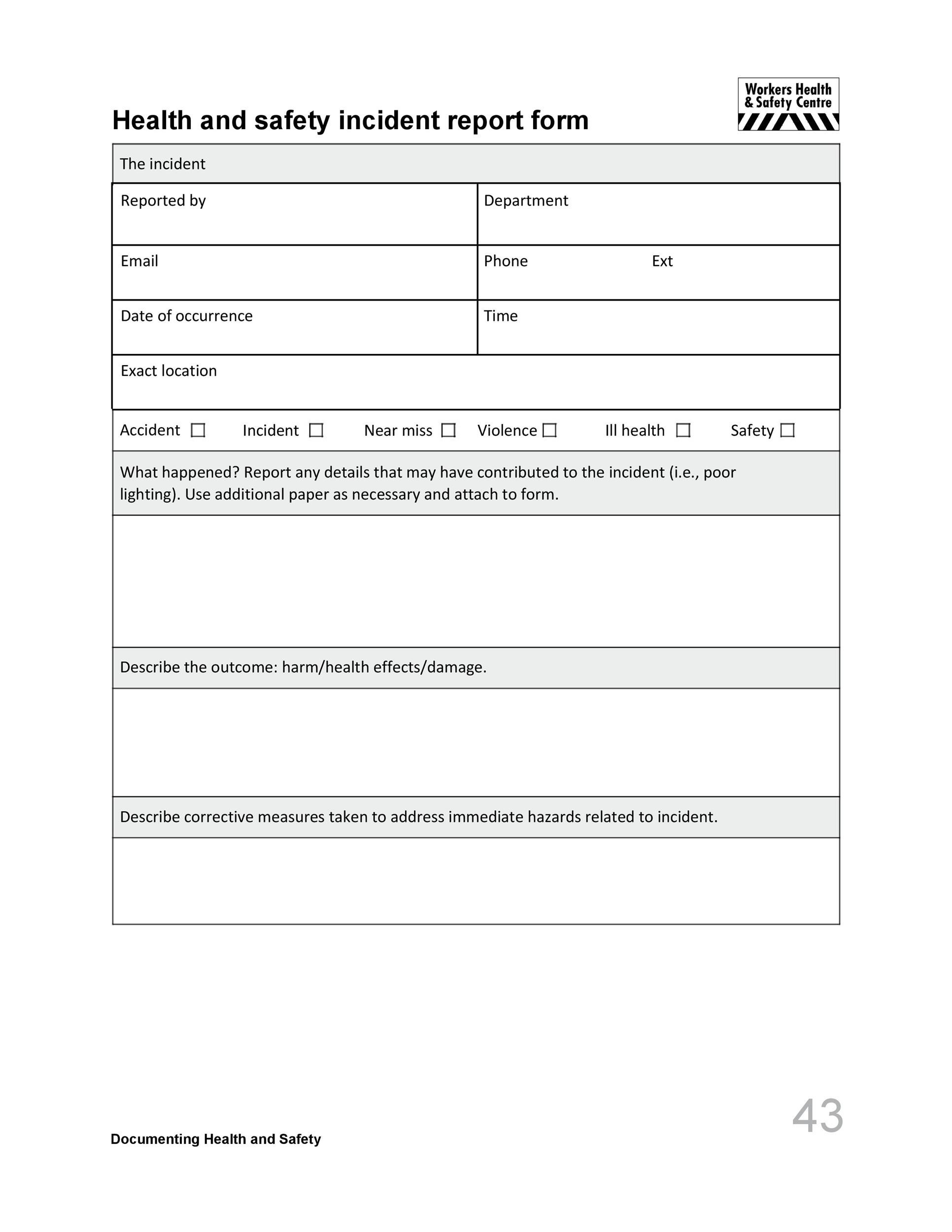 Free Incident Report Template 50