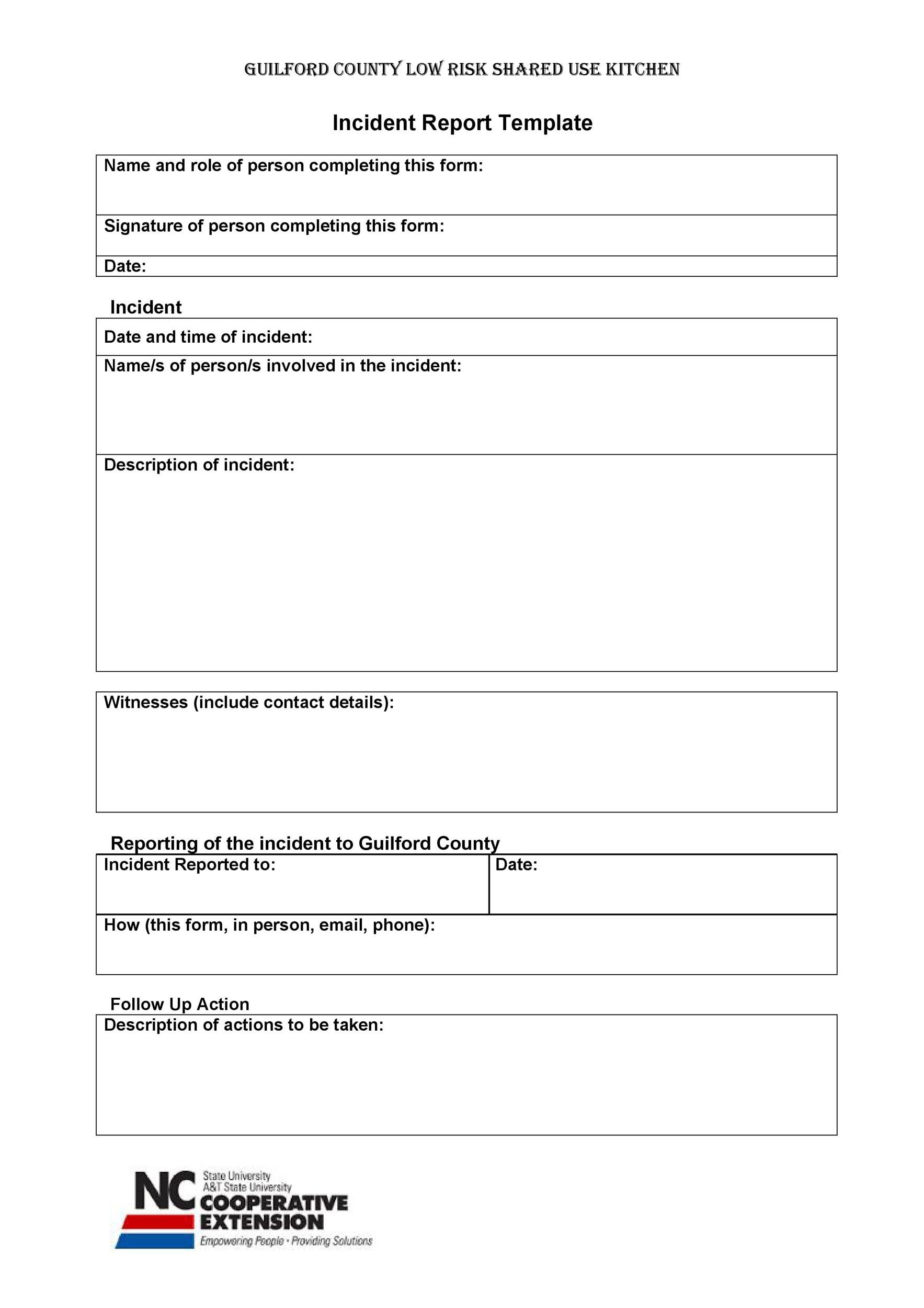 Free Incident Report Template 57