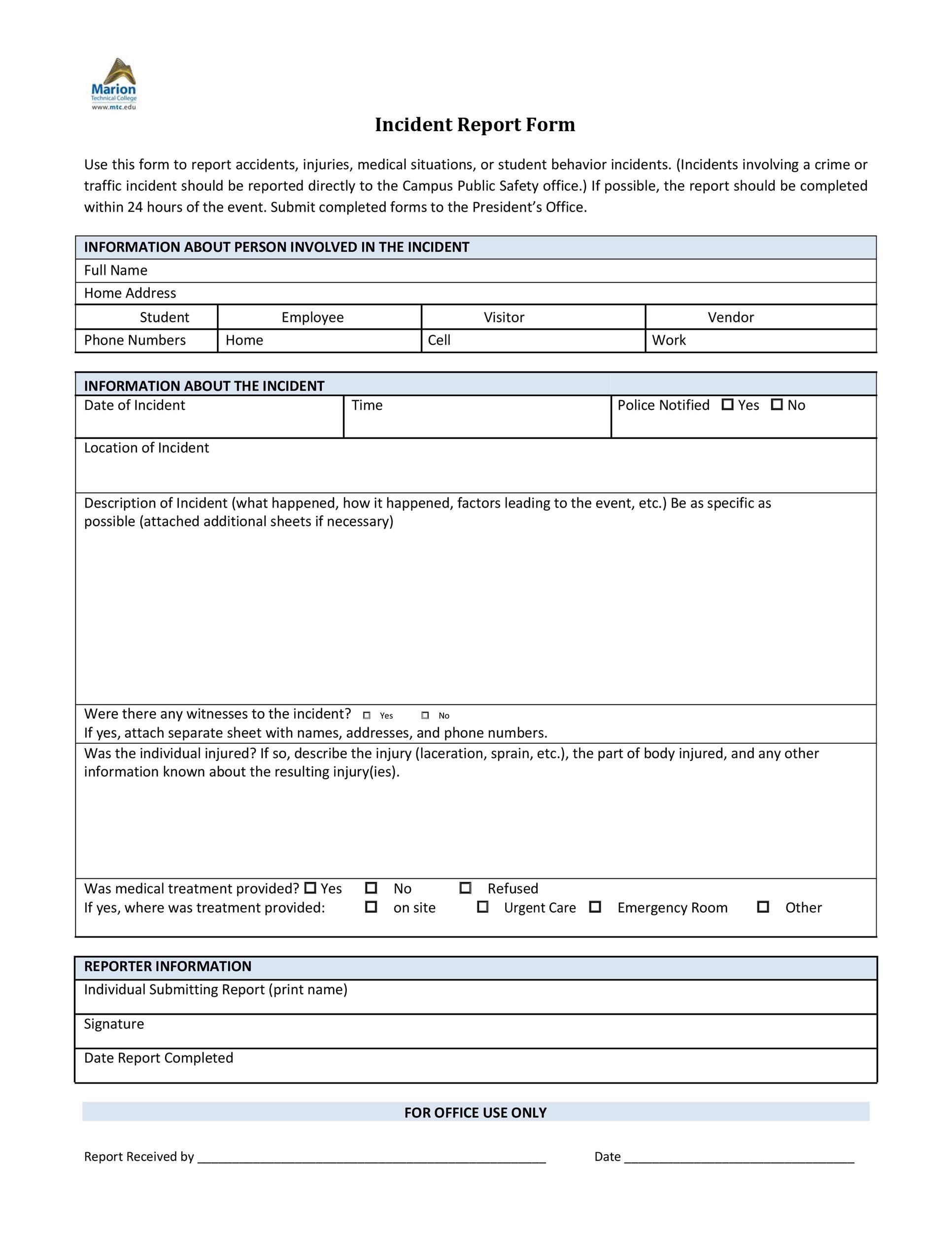 Free Incident Report Template 60