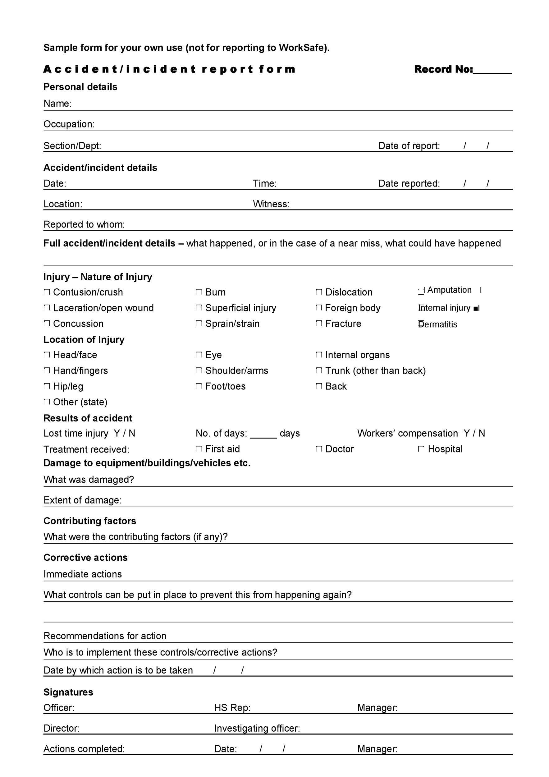 Free Incident Report Template 61
