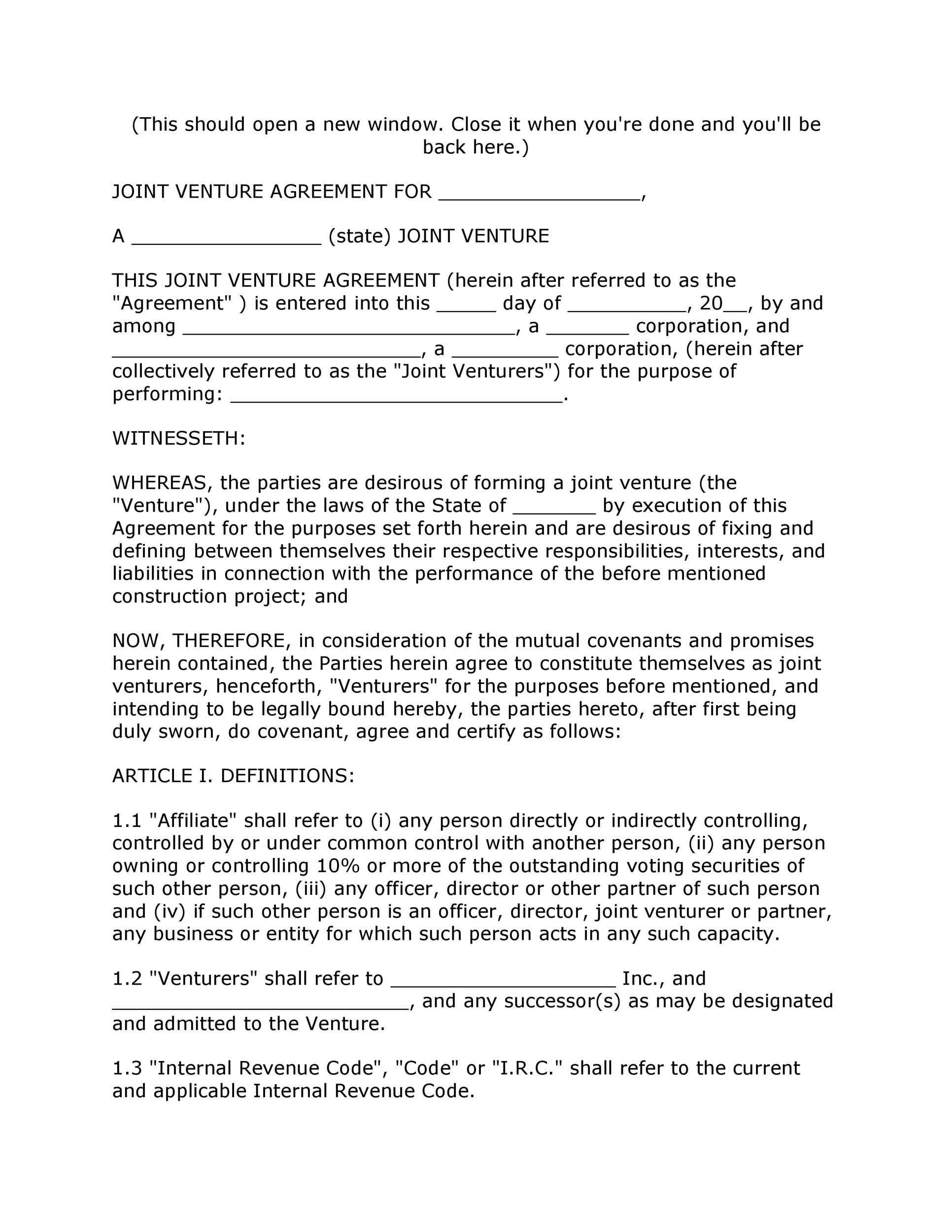 Real Estate Joint Venture Agreement Template For Your Needs