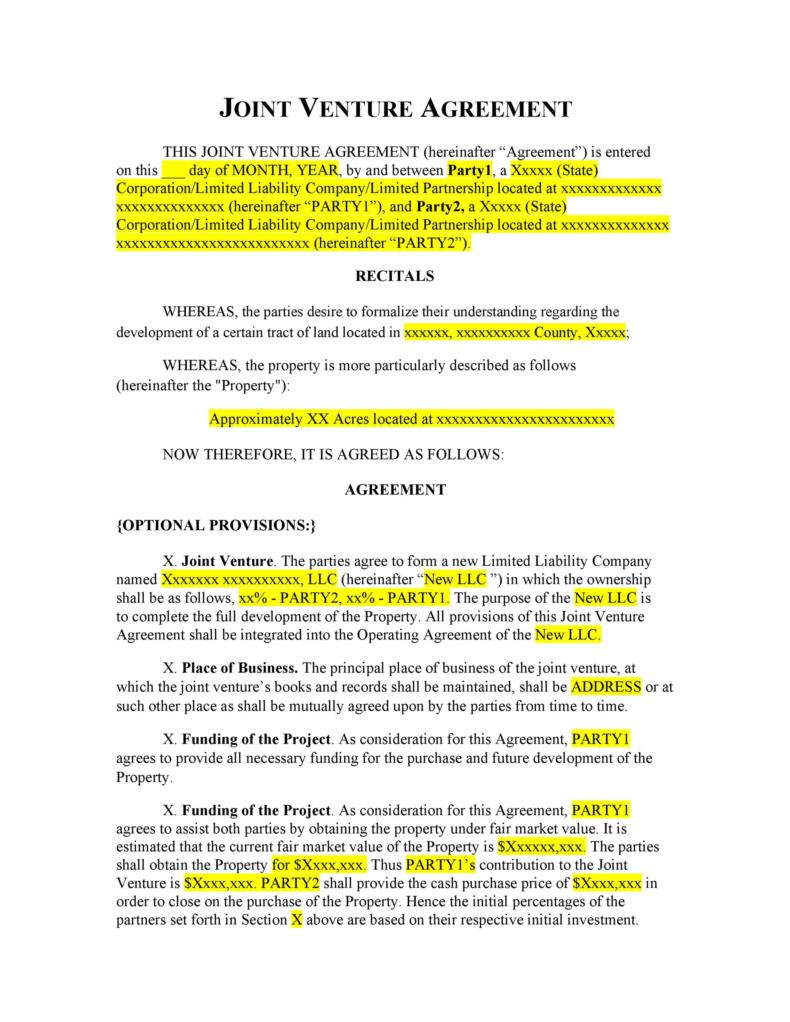 53-simple-joint-venture-agreement-templates-pdf-doc-templatelab