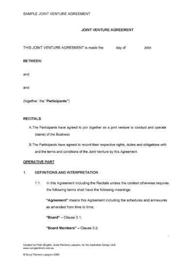 53 Simple Joint Venture Agreement Templates [PDF, DOC] ᐅ TemplateLab