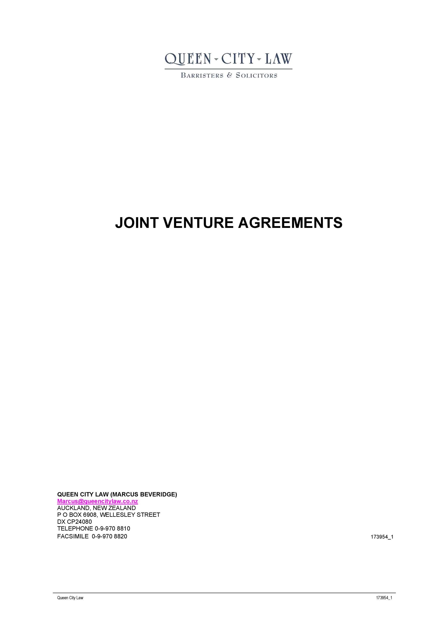 Free Joint Venture Agreement Template 27