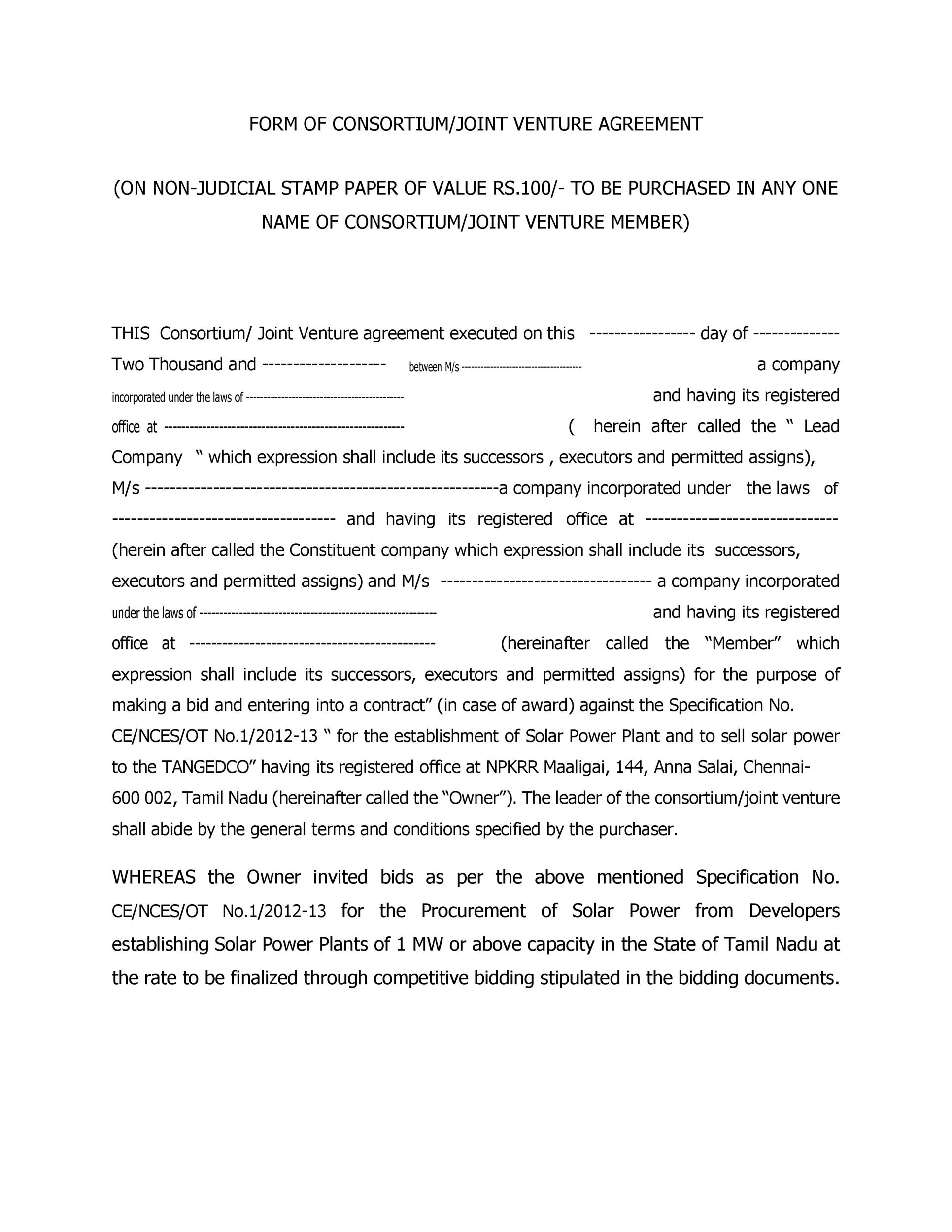 Free Joint Venture Agreement Template 29