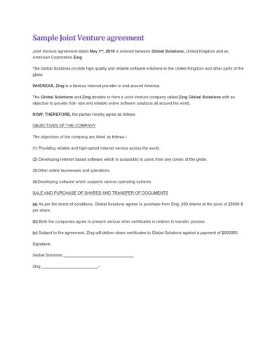 53 Simple Joint Venture Agreement Templates [PDF, DOC] ᐅ TemplateLab