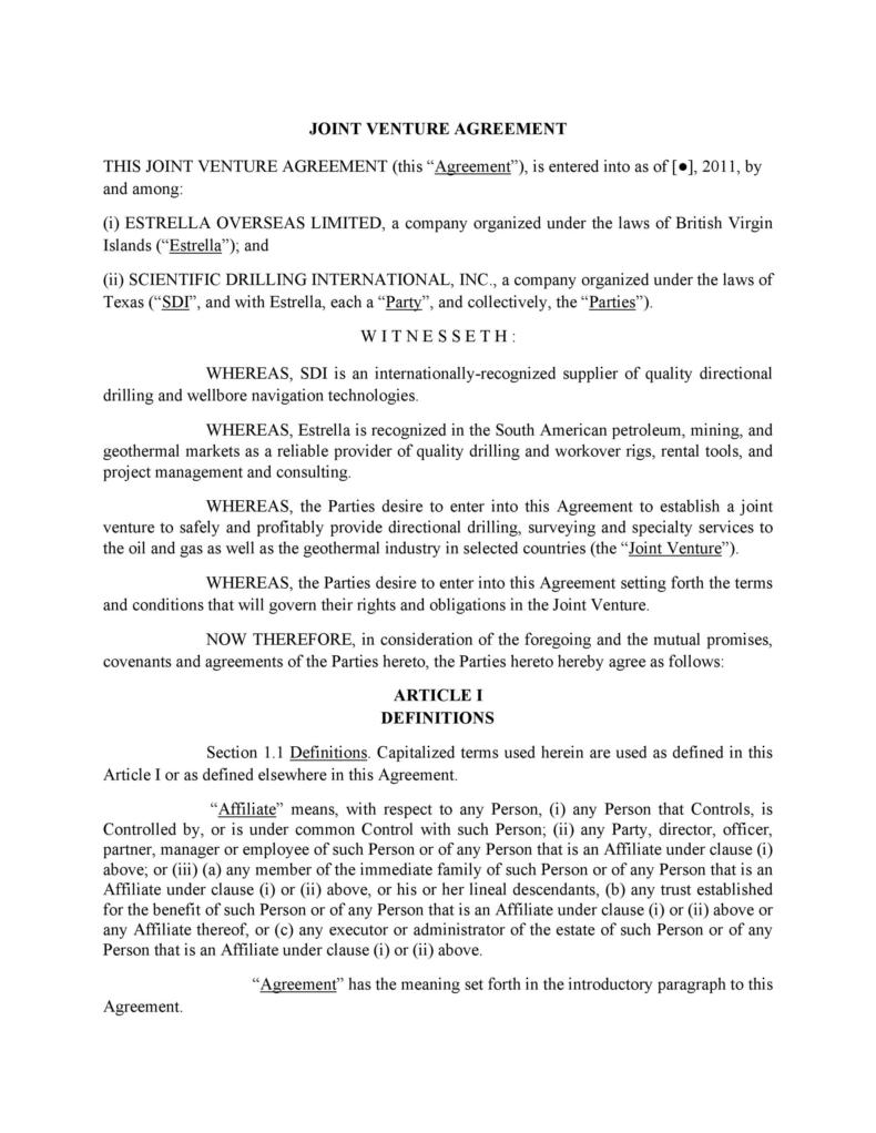 53 Simple Joint Venture Agreement Templates [PDF, DOC] ᐅ TemplateLab