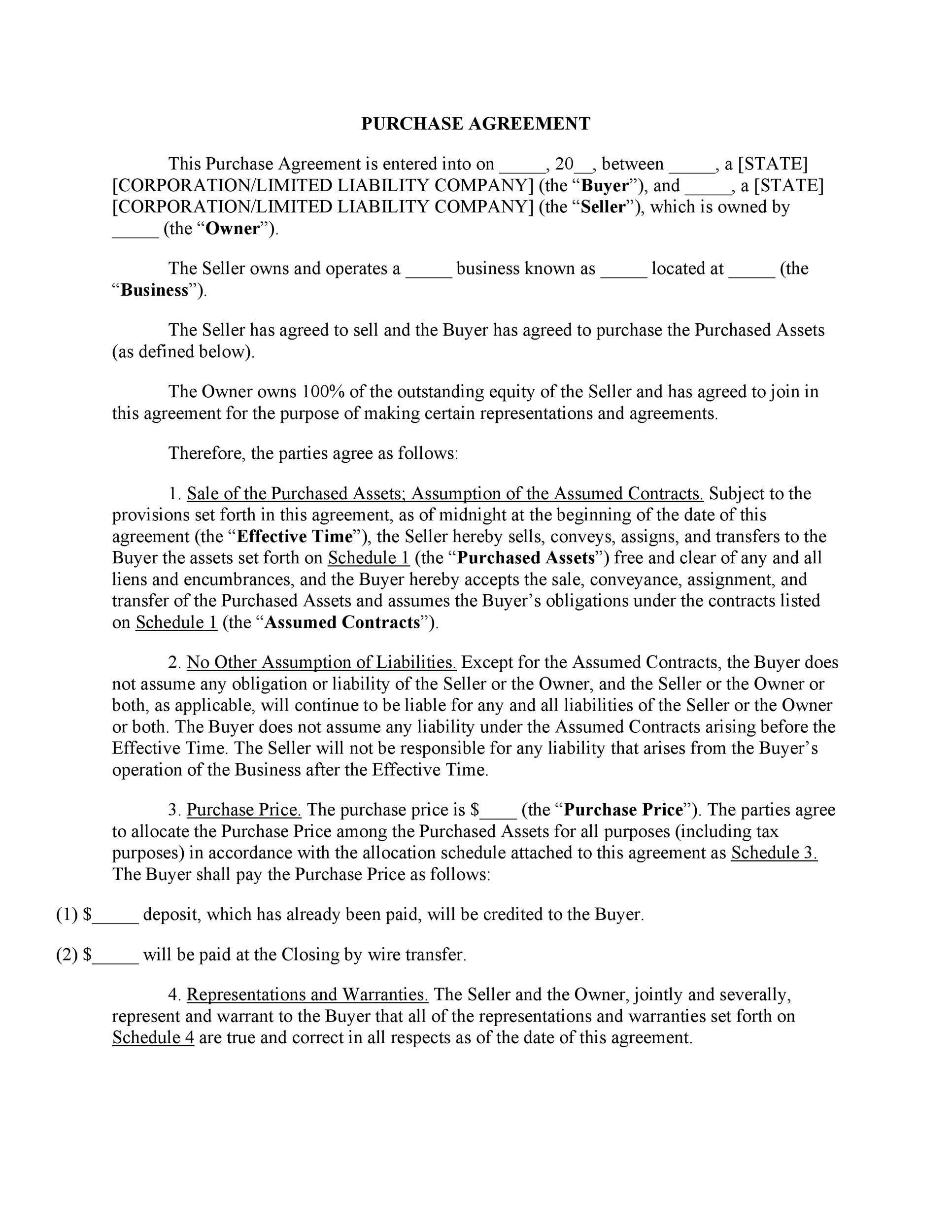 Purchase Agreement Template With Regard To offer to purchase business agreement template