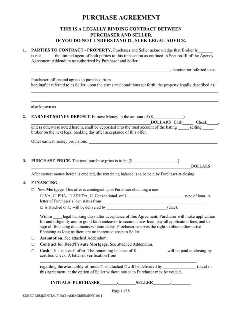 37 Simple Purchase Agreement Templates [Real Estate, Business]