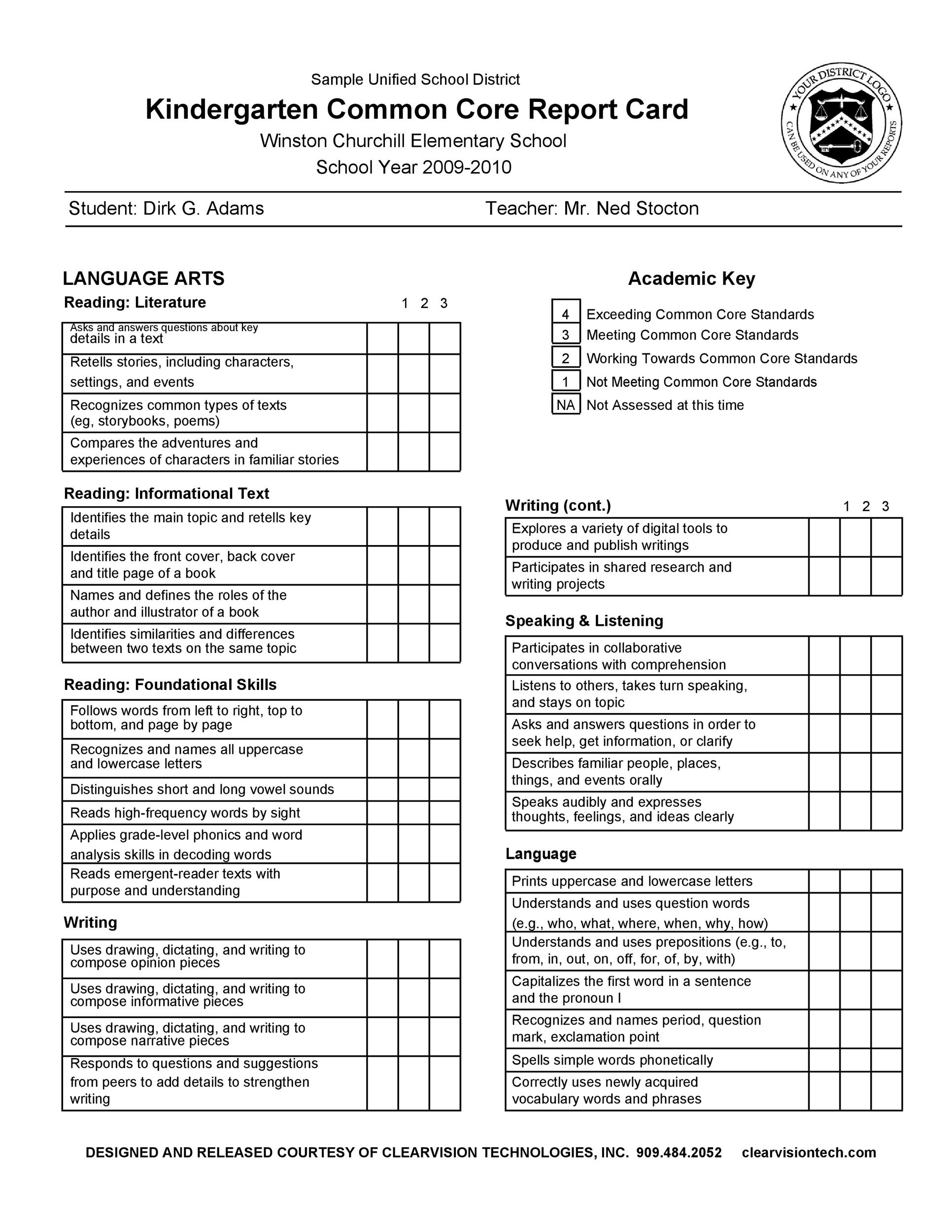 Free Report Card Template 09