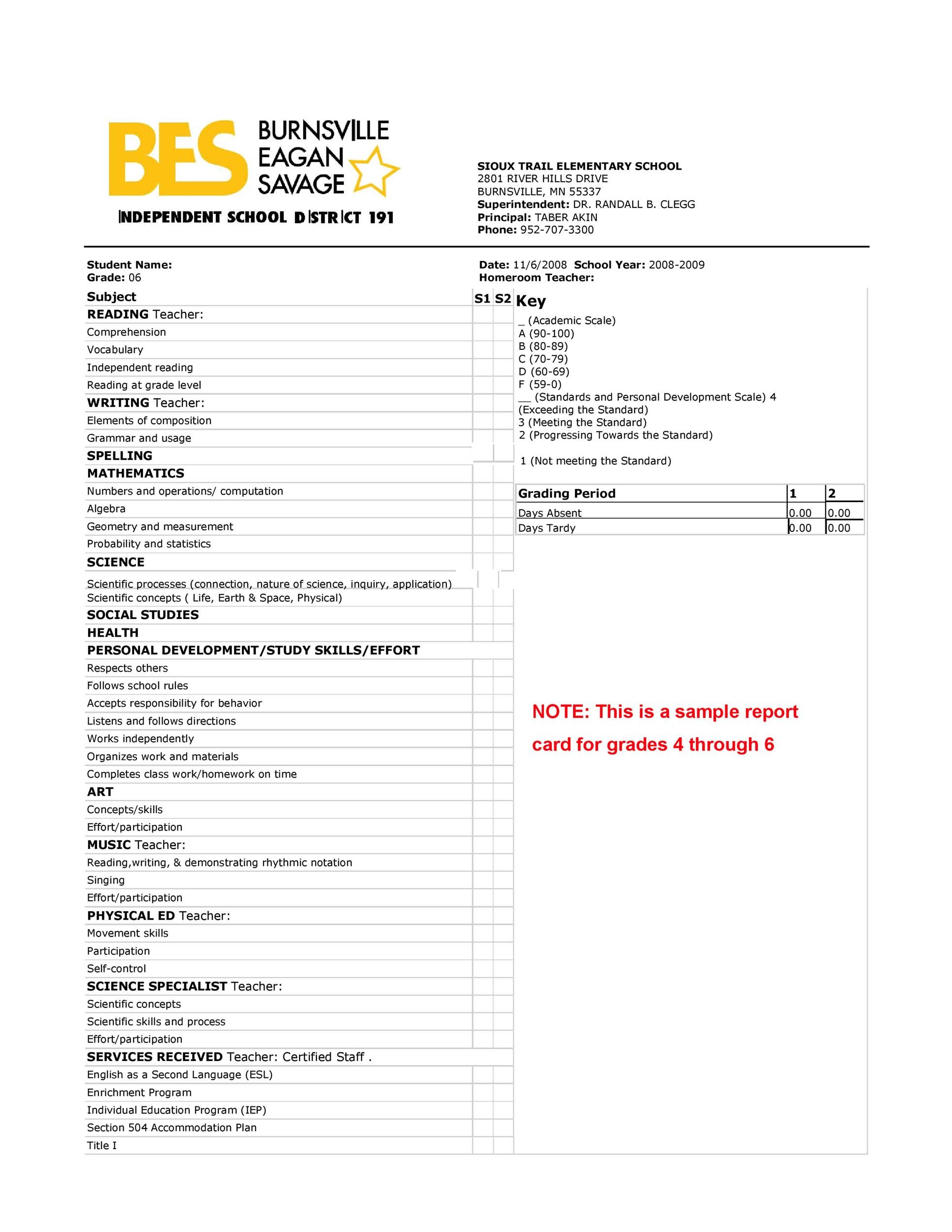 Free Report Card Template 13