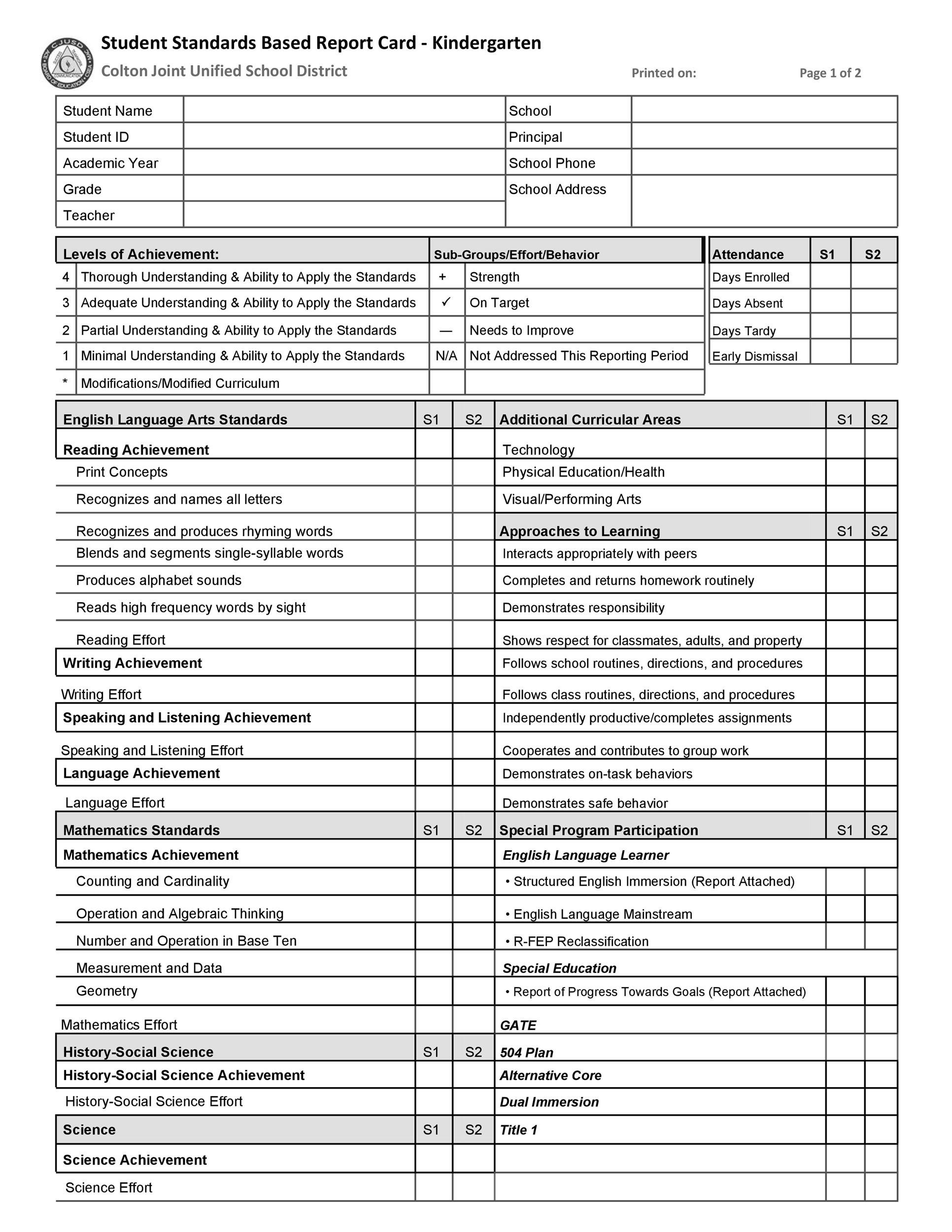 Free Report Card Template 17