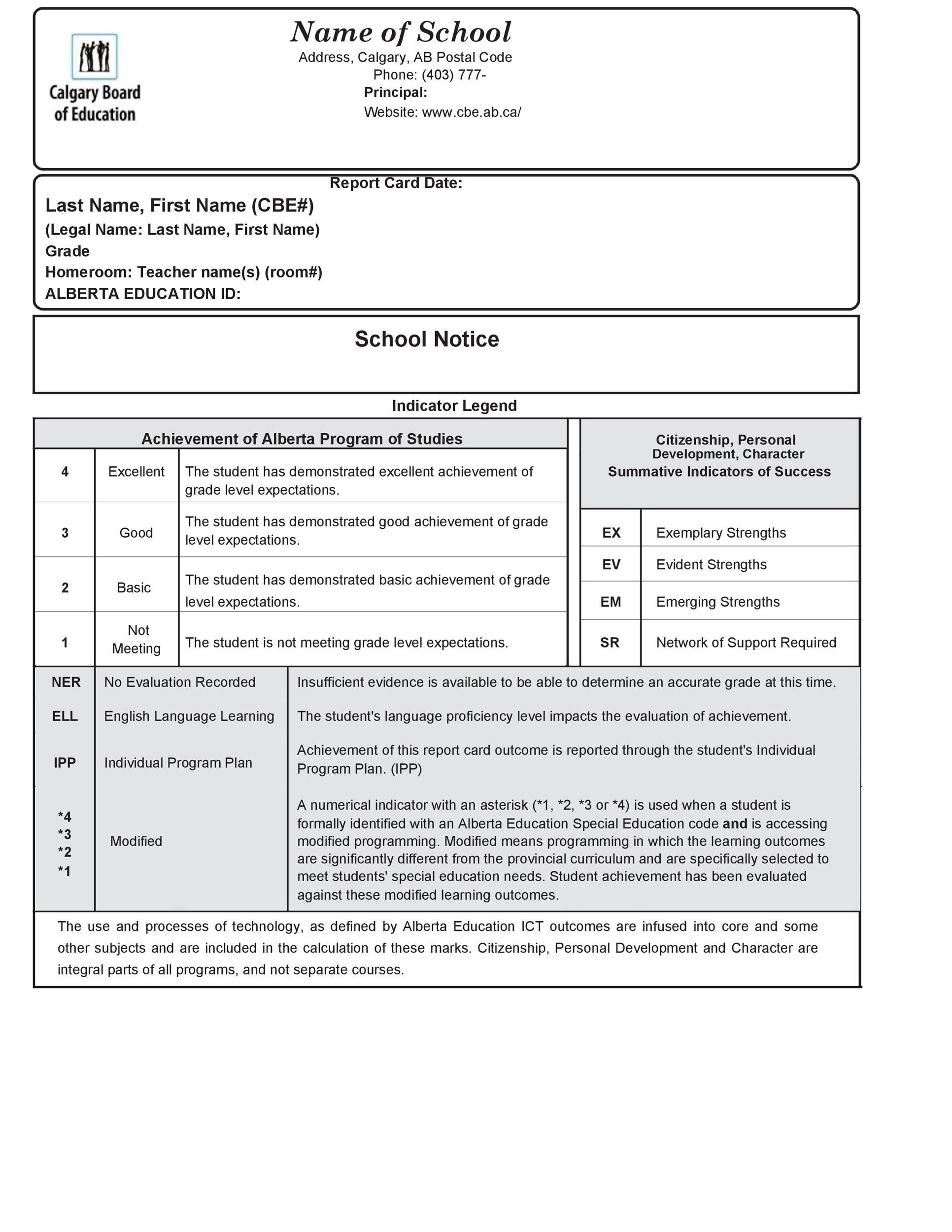 Character Report Card Template  Best Template Ideas With Regard To Character Report Card Template