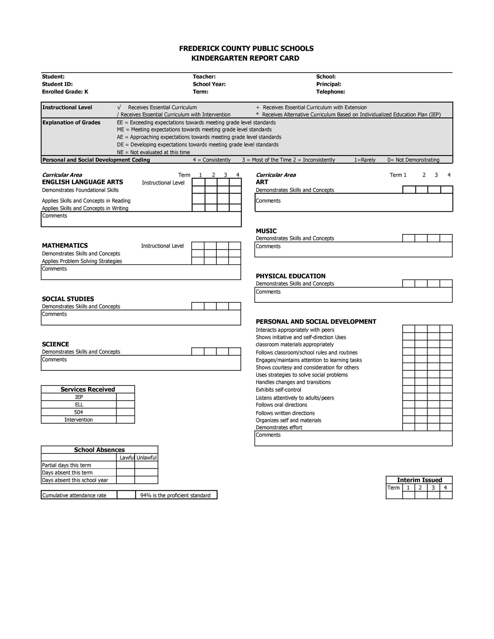 Free Report Card Template 31