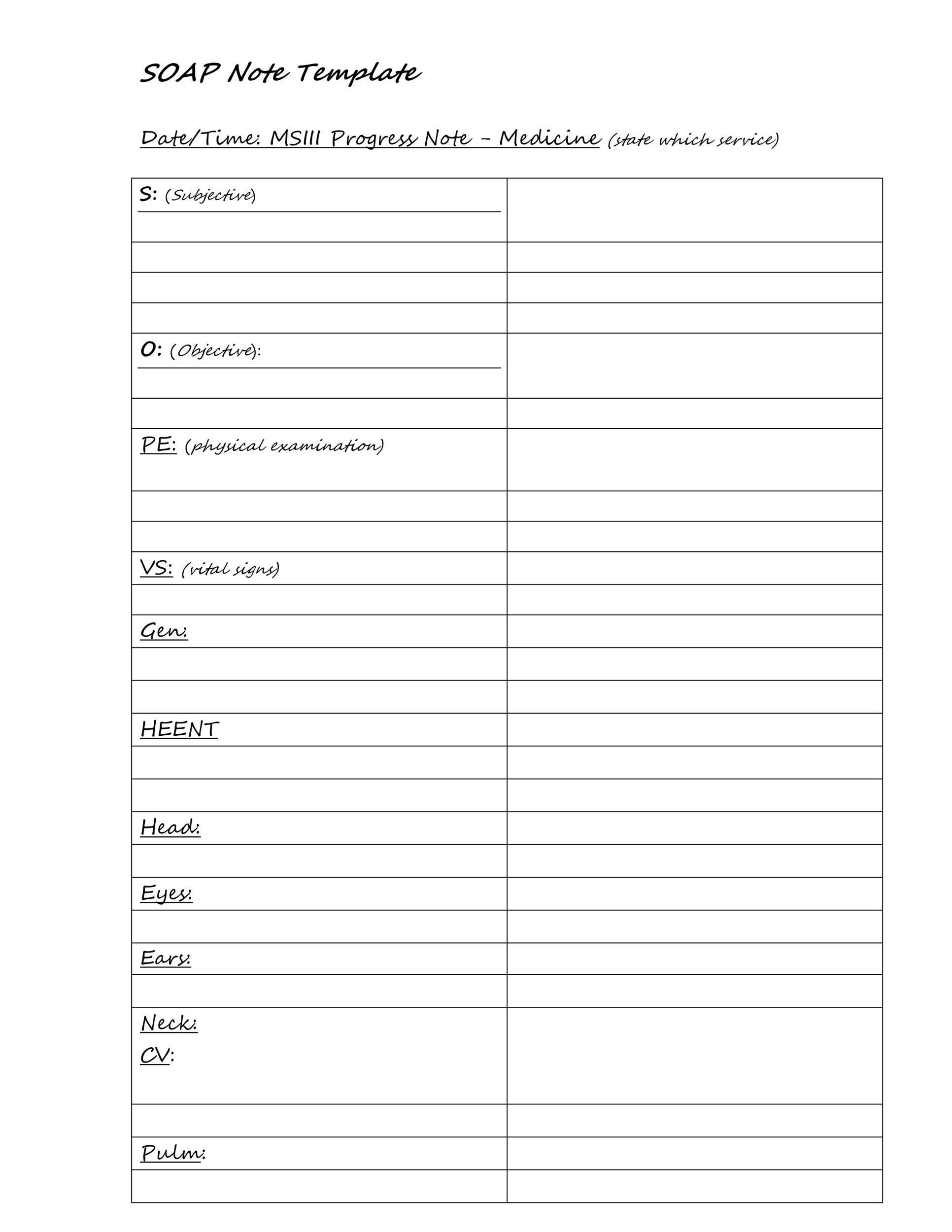 Printable Blank Soap Note Template Word