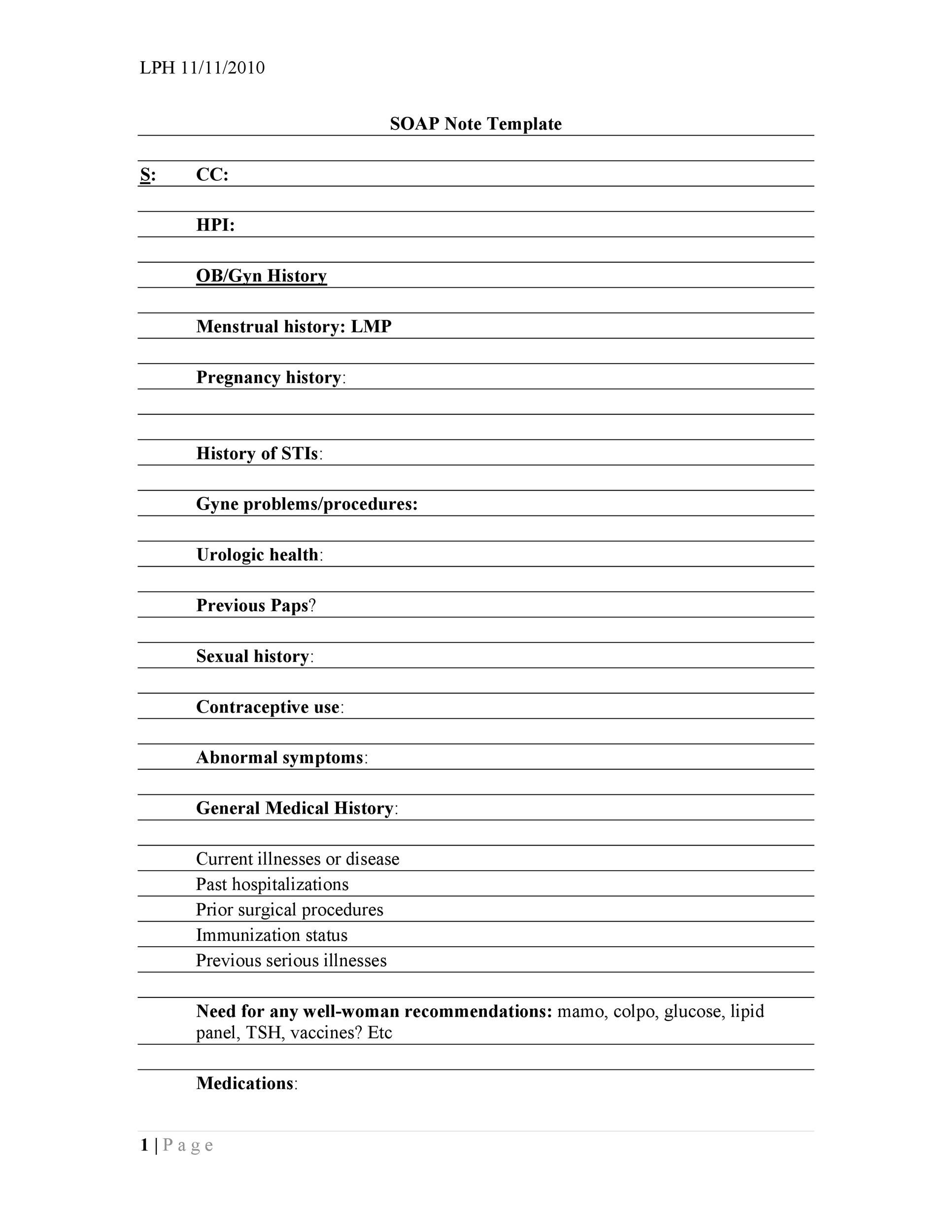 Free Soap Note Template 12