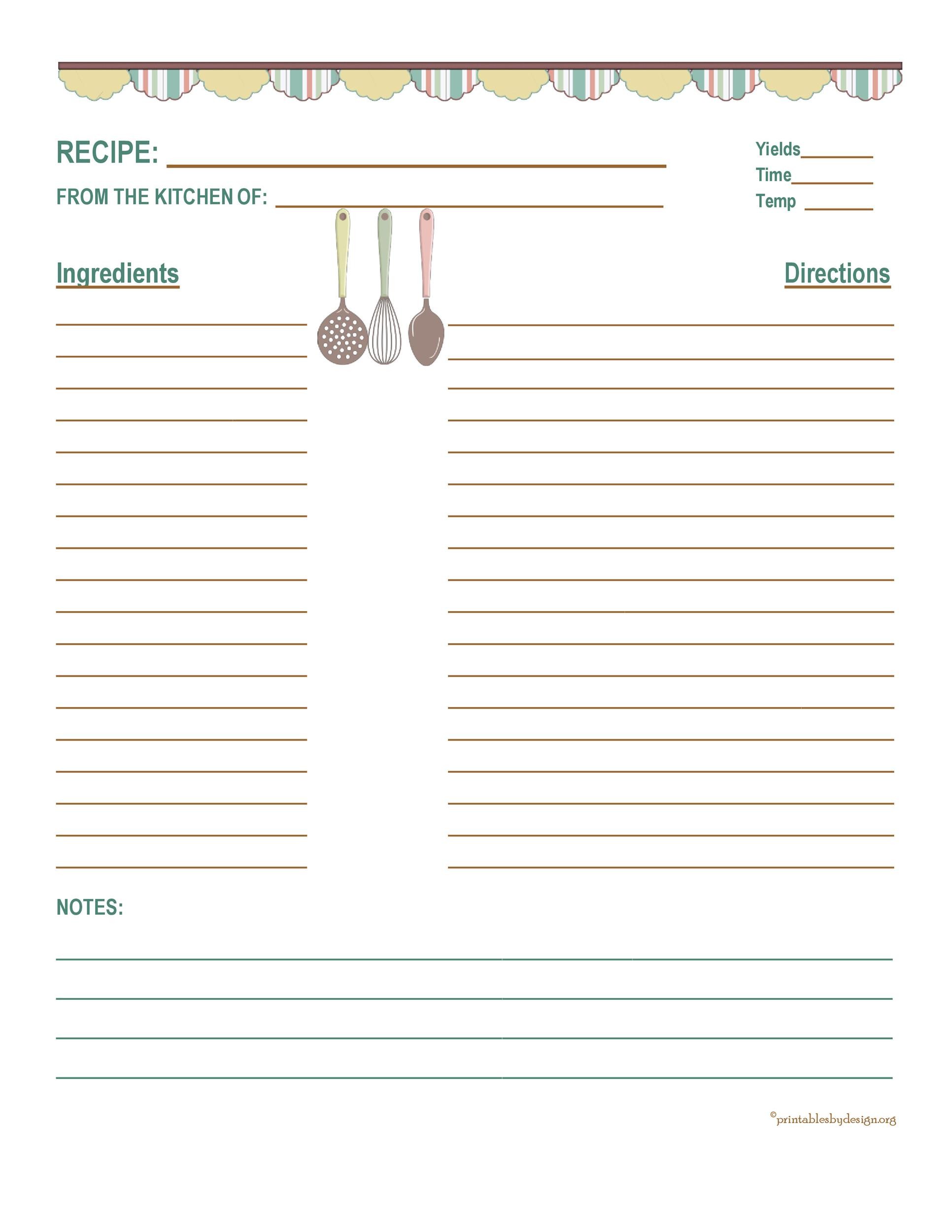 Recipe Notebook Template For Full Page Recipe Template For Word