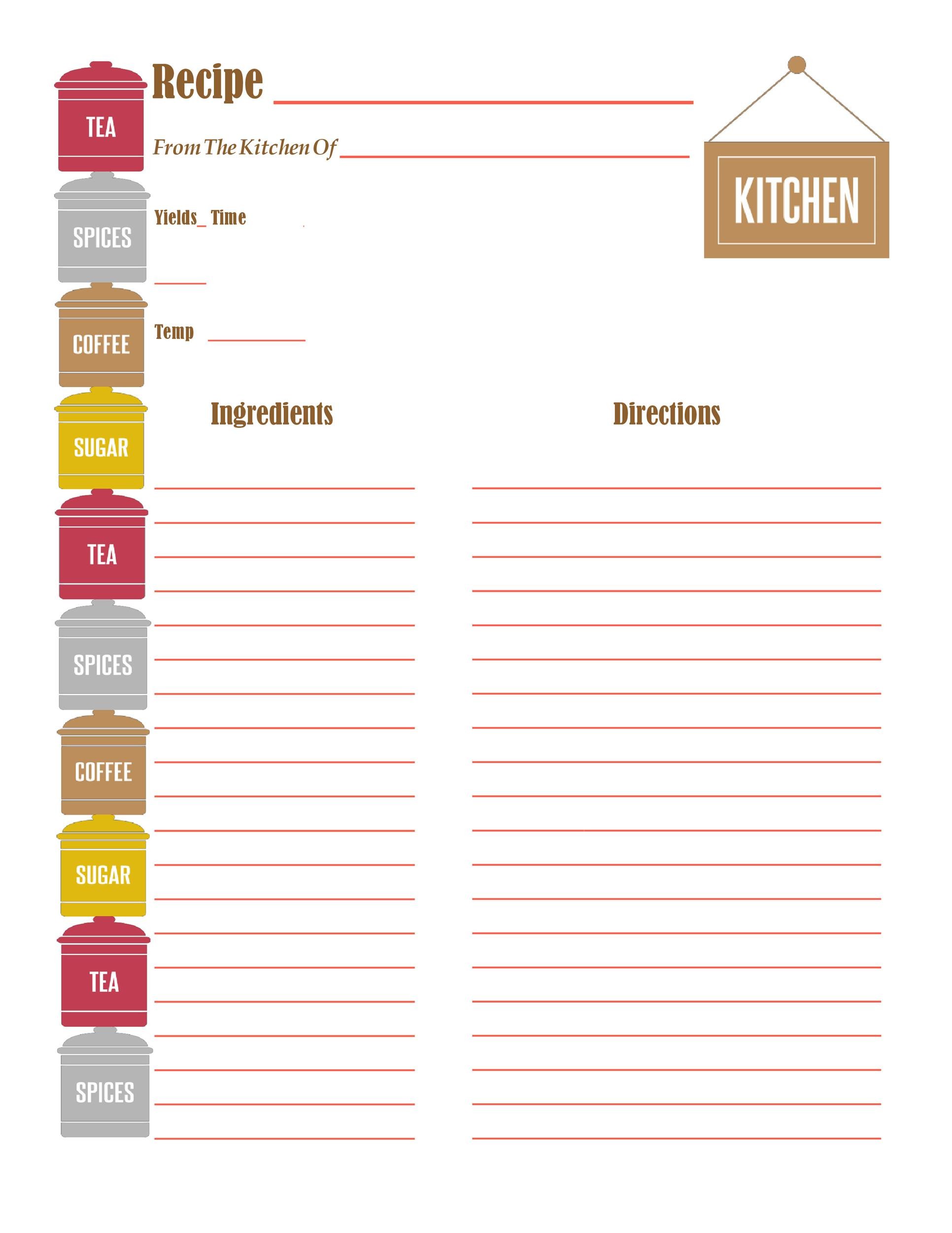 Cookbook Template Word